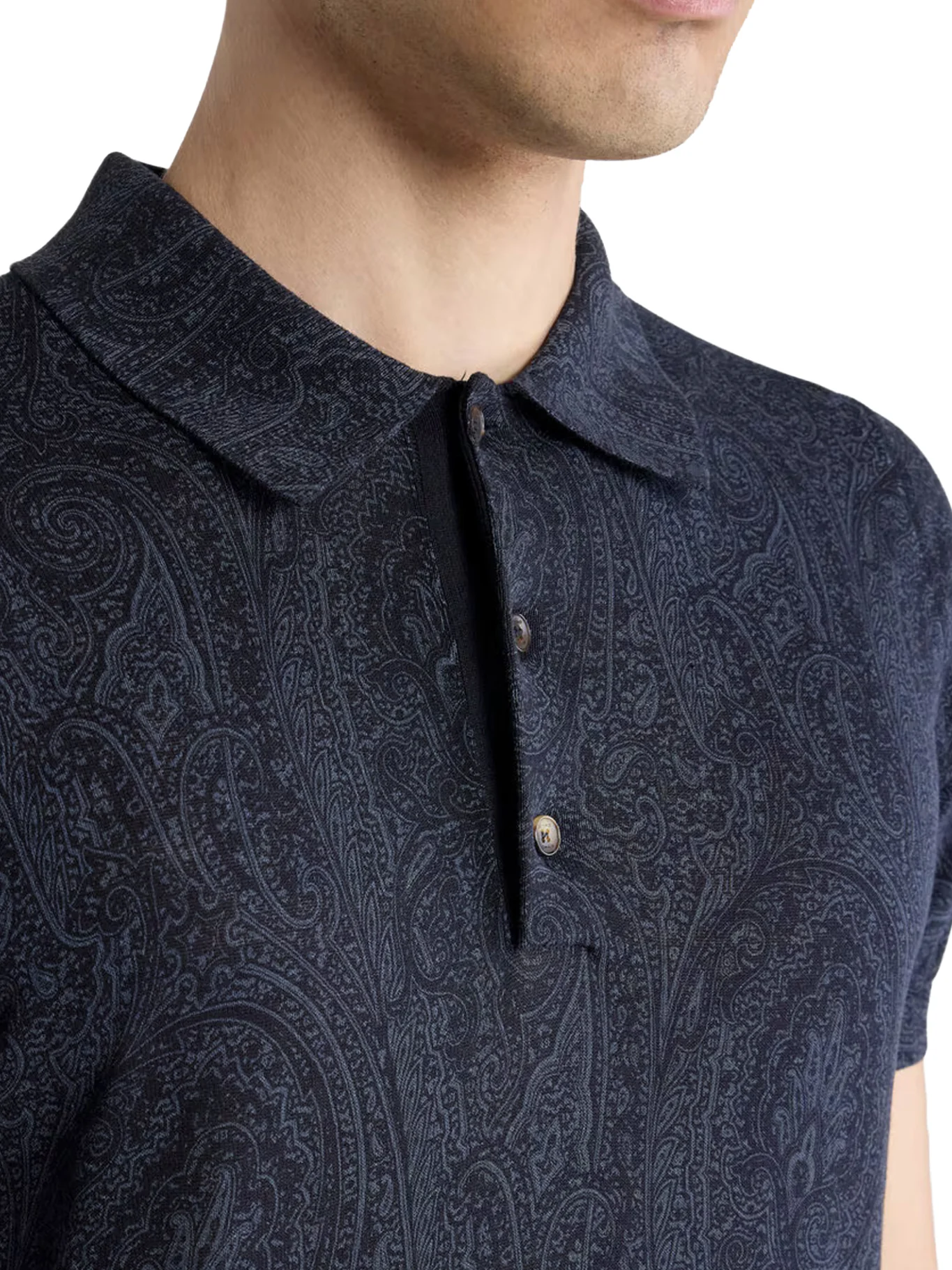 COTTON BLEND POLO SHIRT WITH FLORAL PAISLEY PATTERN - Image 4