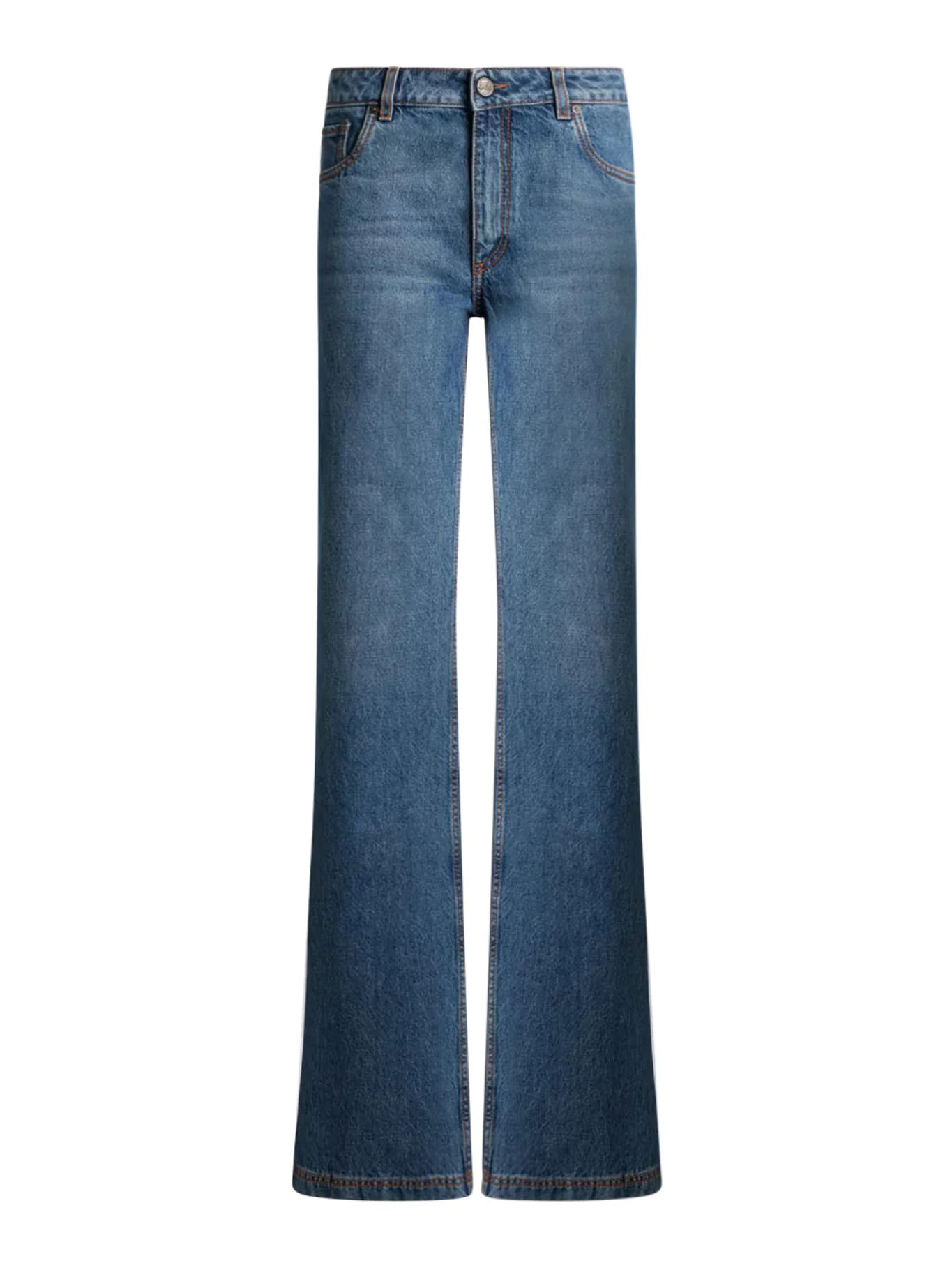 FLARED DENIM JEANS WITH PEGASUS EMBROIDERY