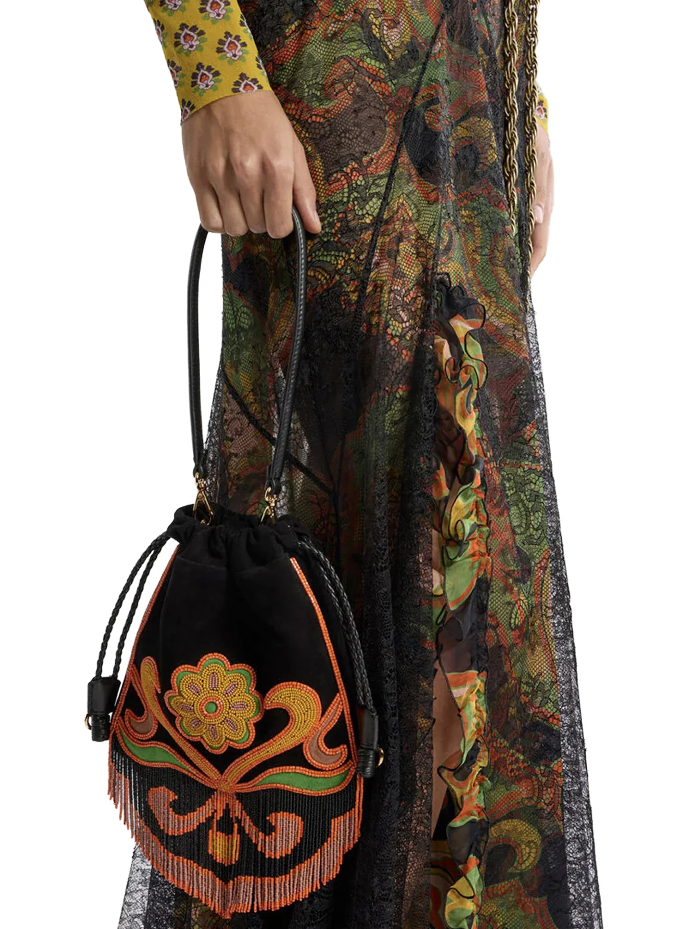 KALISPERA SMALL SUEDE BAG WITH BEADS AND FRINGES - Image 2