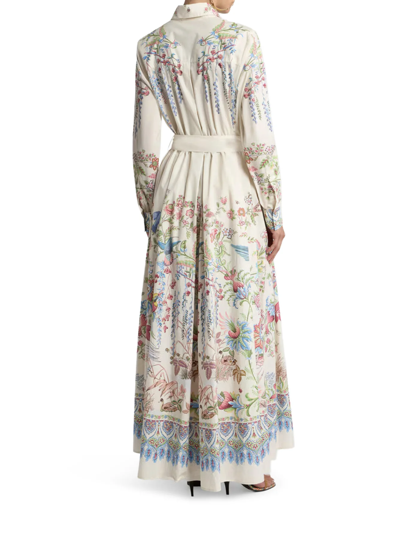 LONG SILK CHEMISIER DRESS WITH FLORAL PRINT AND BELT - Image 3