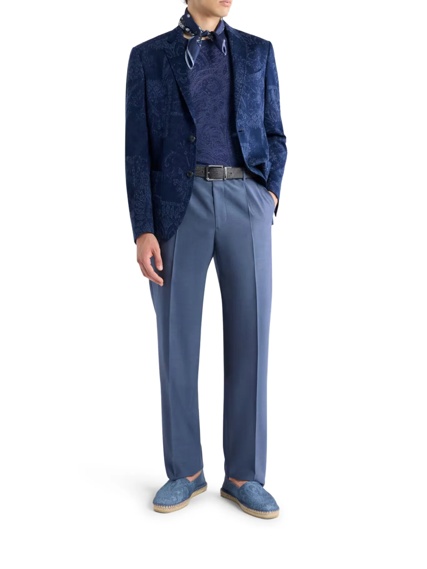 SINGLE-BREASTED JACQUARD COTTON JACKET WITH FLORAL PATTERN - Image 2