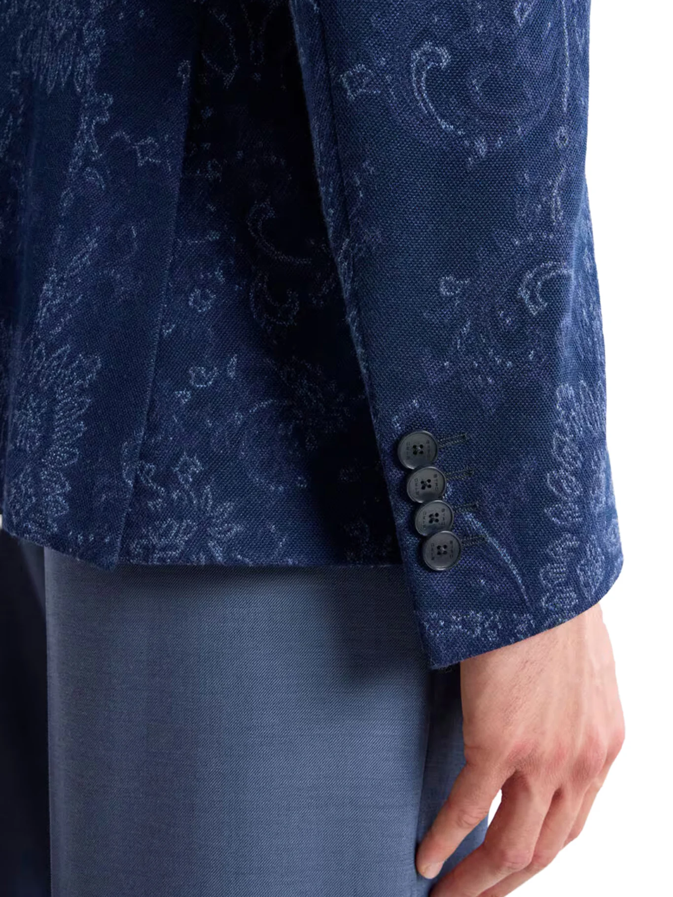 SINGLE-BREASTED JACQUARD COTTON JACKET WITH FLORAL PATTERN - Image 4