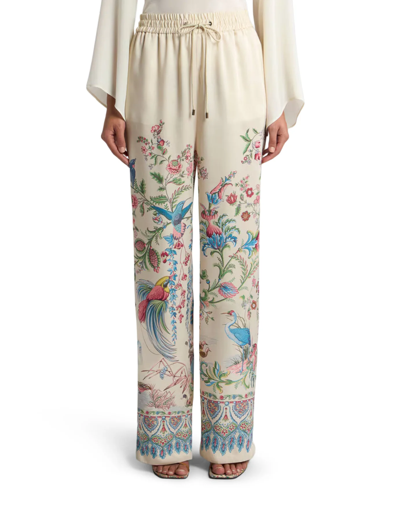 WIDE-LEG TROUSERS WITH PLACED FLORA AND FAUNA PRINT - Image 2
