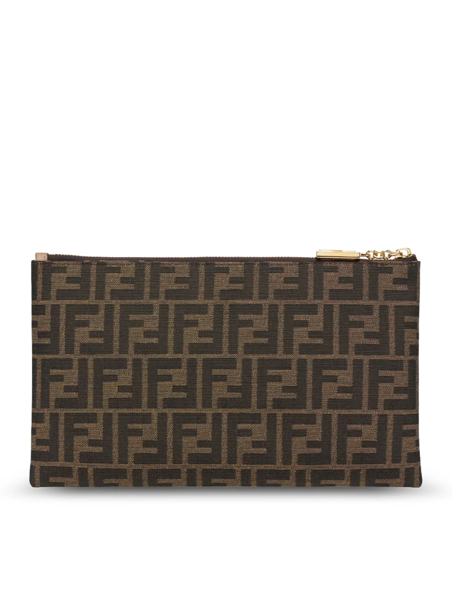 MEDIUM BAGUETTE FLAT POUCH IN BROWN FF JACQUARD FABRIC - Image 2