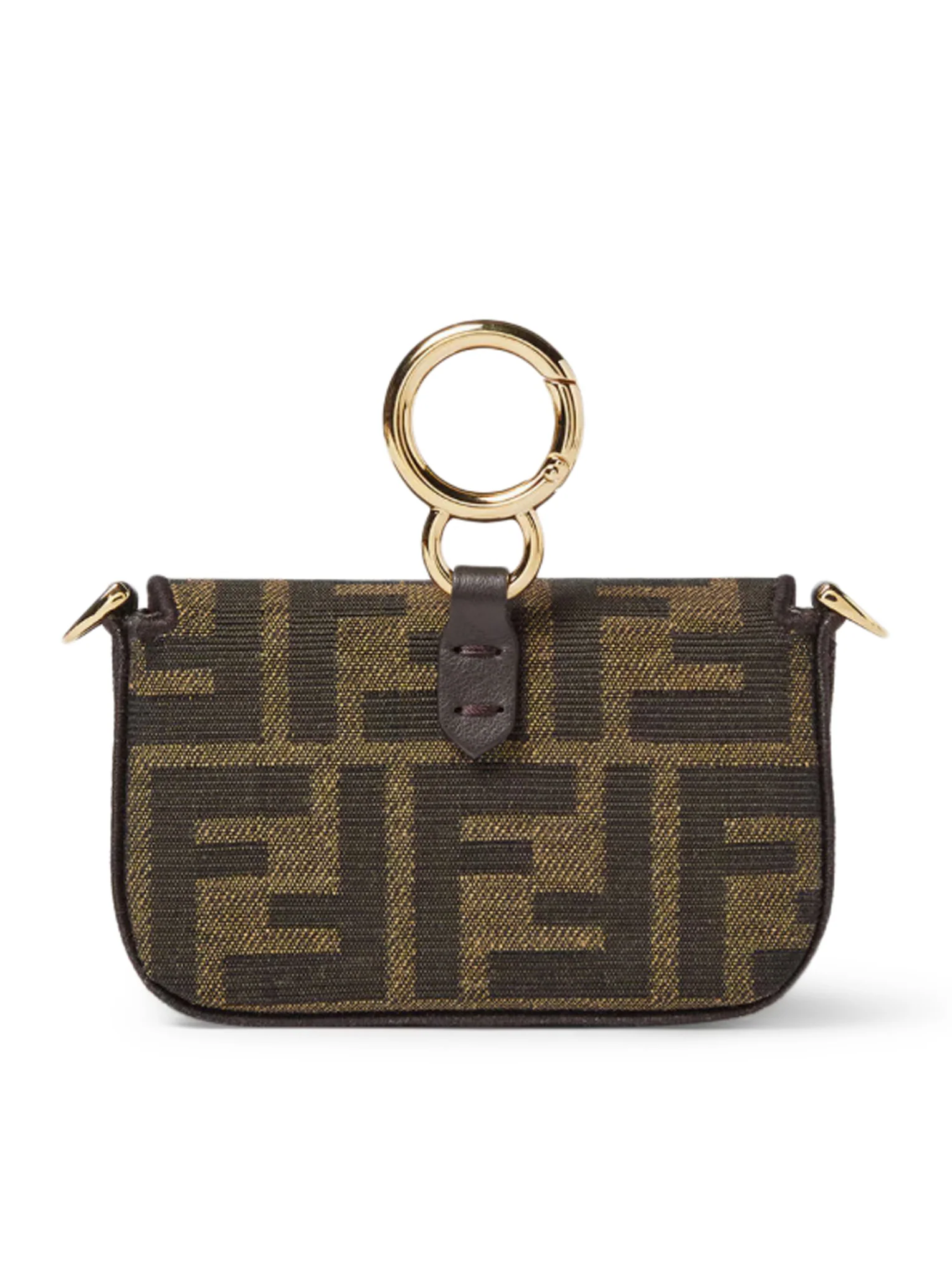 NANO BAGUETTE CHARM CHARM IN BROWN FF JACQUARD FABRIC - Image 4