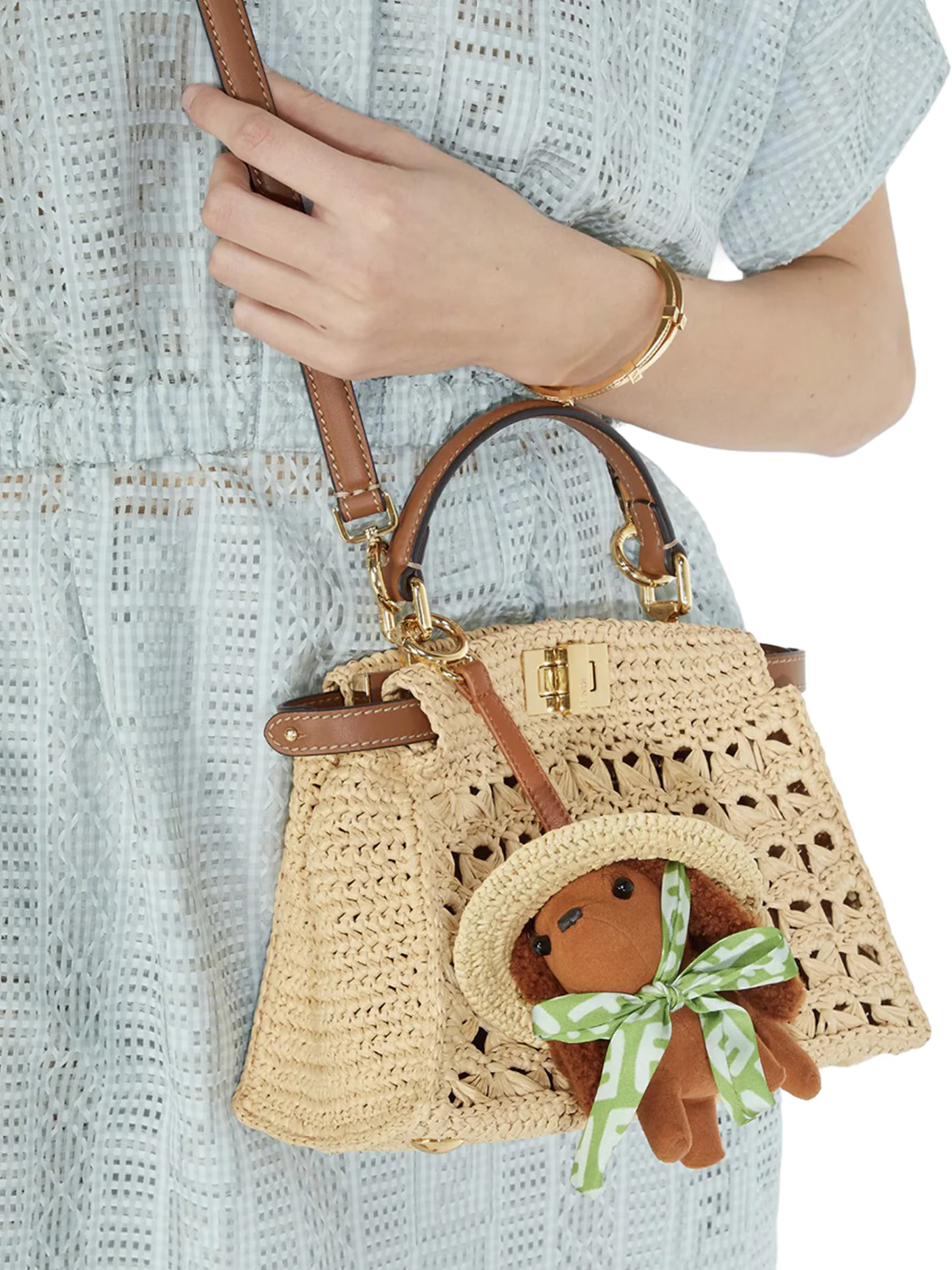 PEEKABOO MINI BAG IN RAFFIA WITH OPENWORK WOVEN PATTERN - Image 3