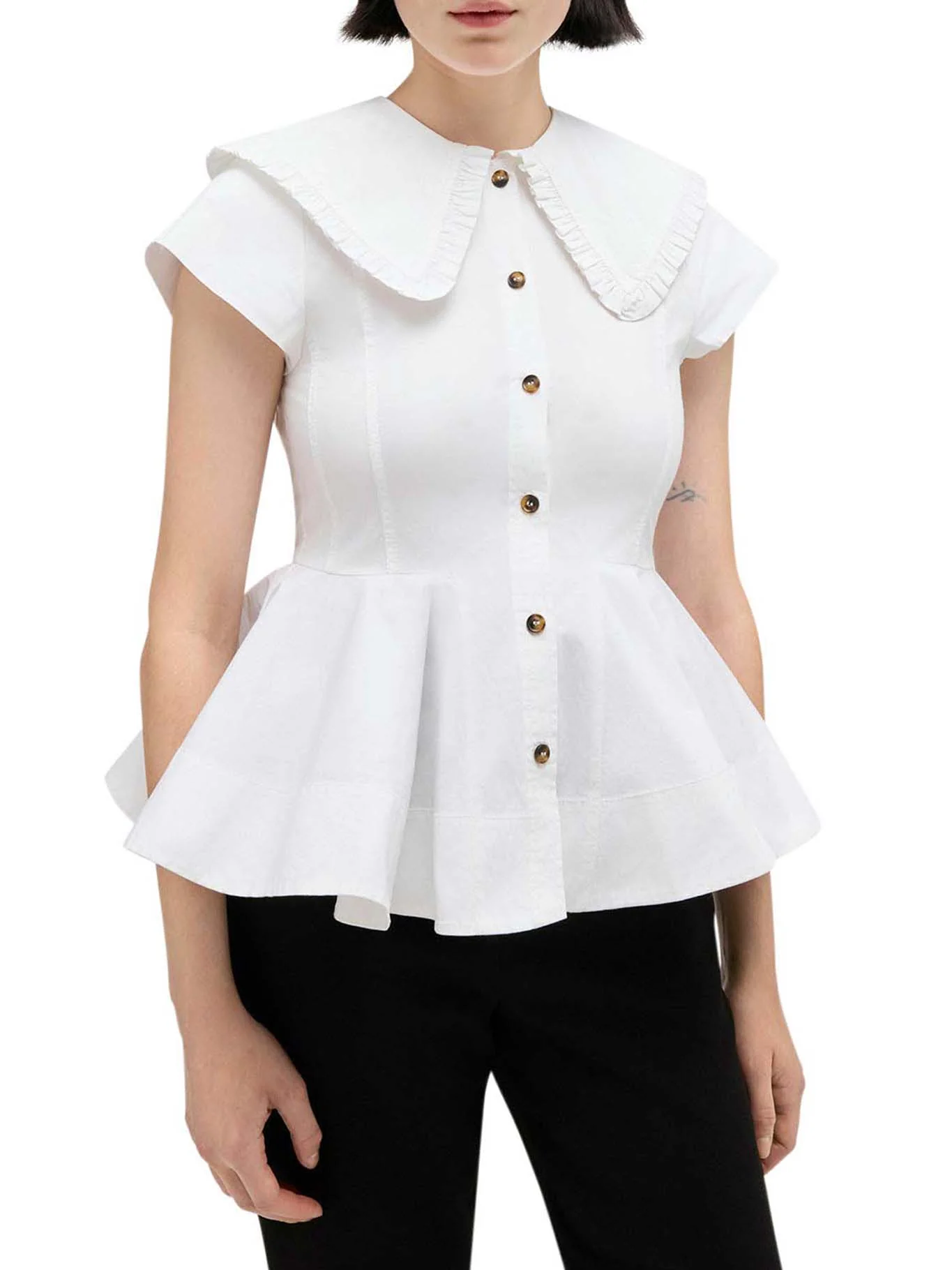 SHORT COTTON SHIRT WITH RUFFLES - Image 3