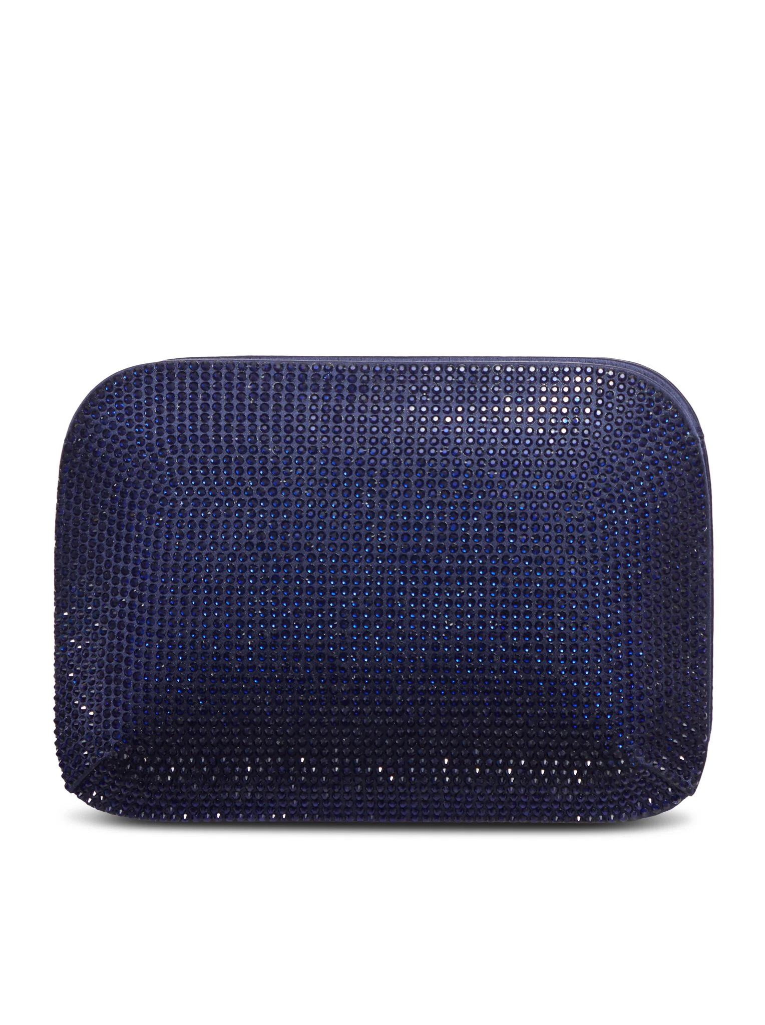 JEWEL CLUTCH BAG IN SATIN WITH BLUE CRYSTALS AND CHAIN - Image 3