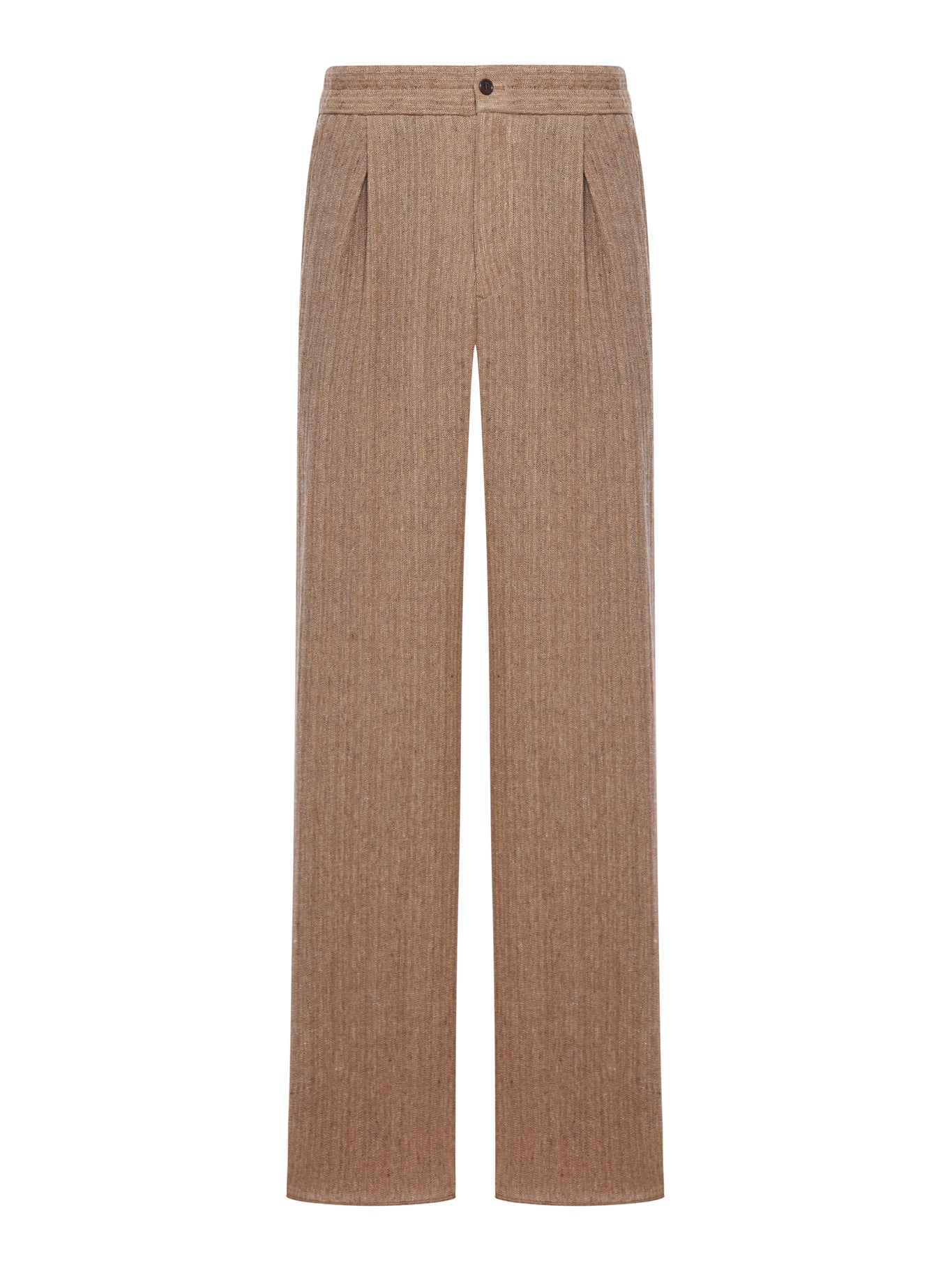SINGLE-PLEATED TROUSERS IN MOULINÉ JACQUARD LINEN