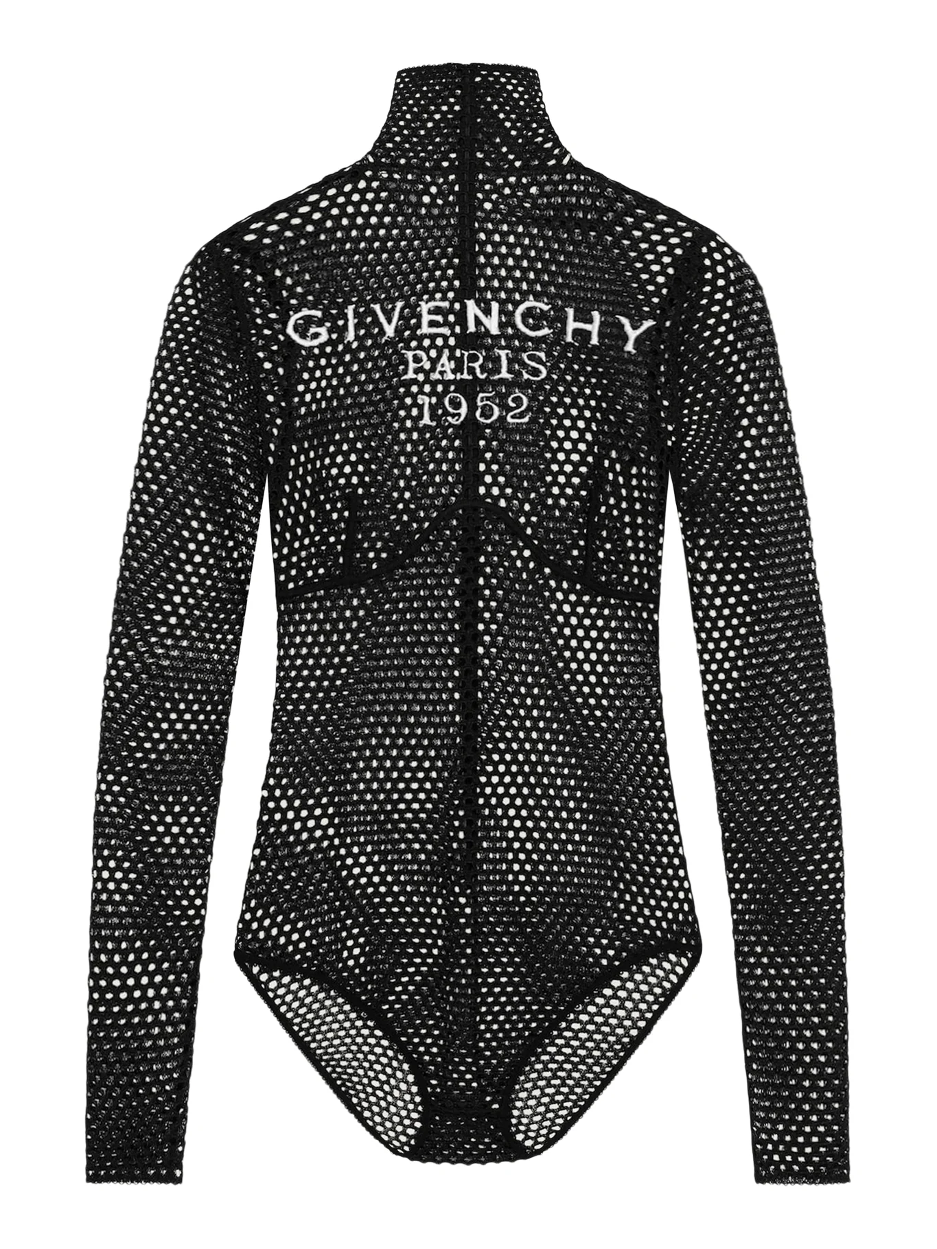 MESH BODYSUIT WITH EMBROIDERED LOGO