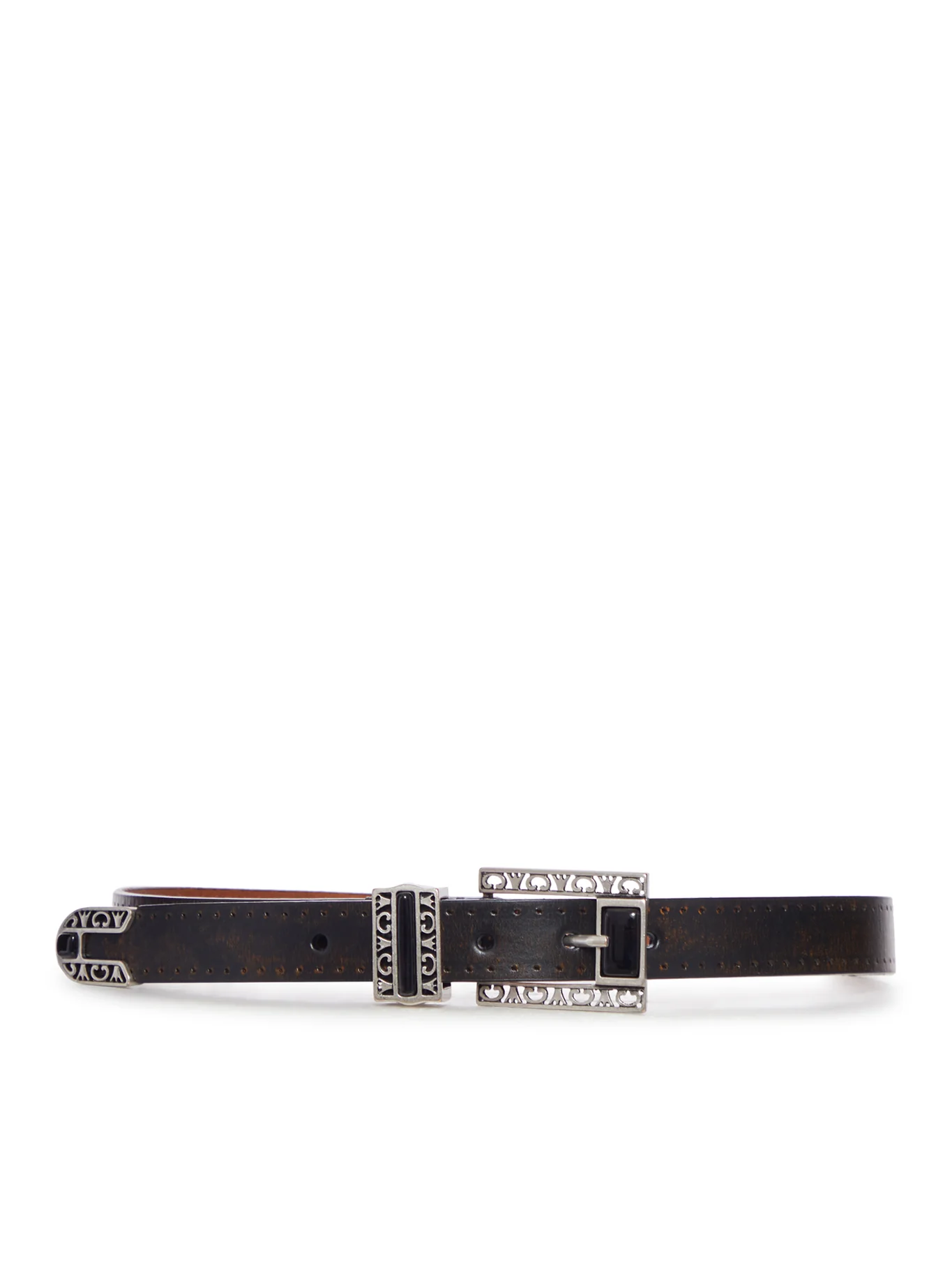 LEATHER BELT WITH DECORATED BUCKLE