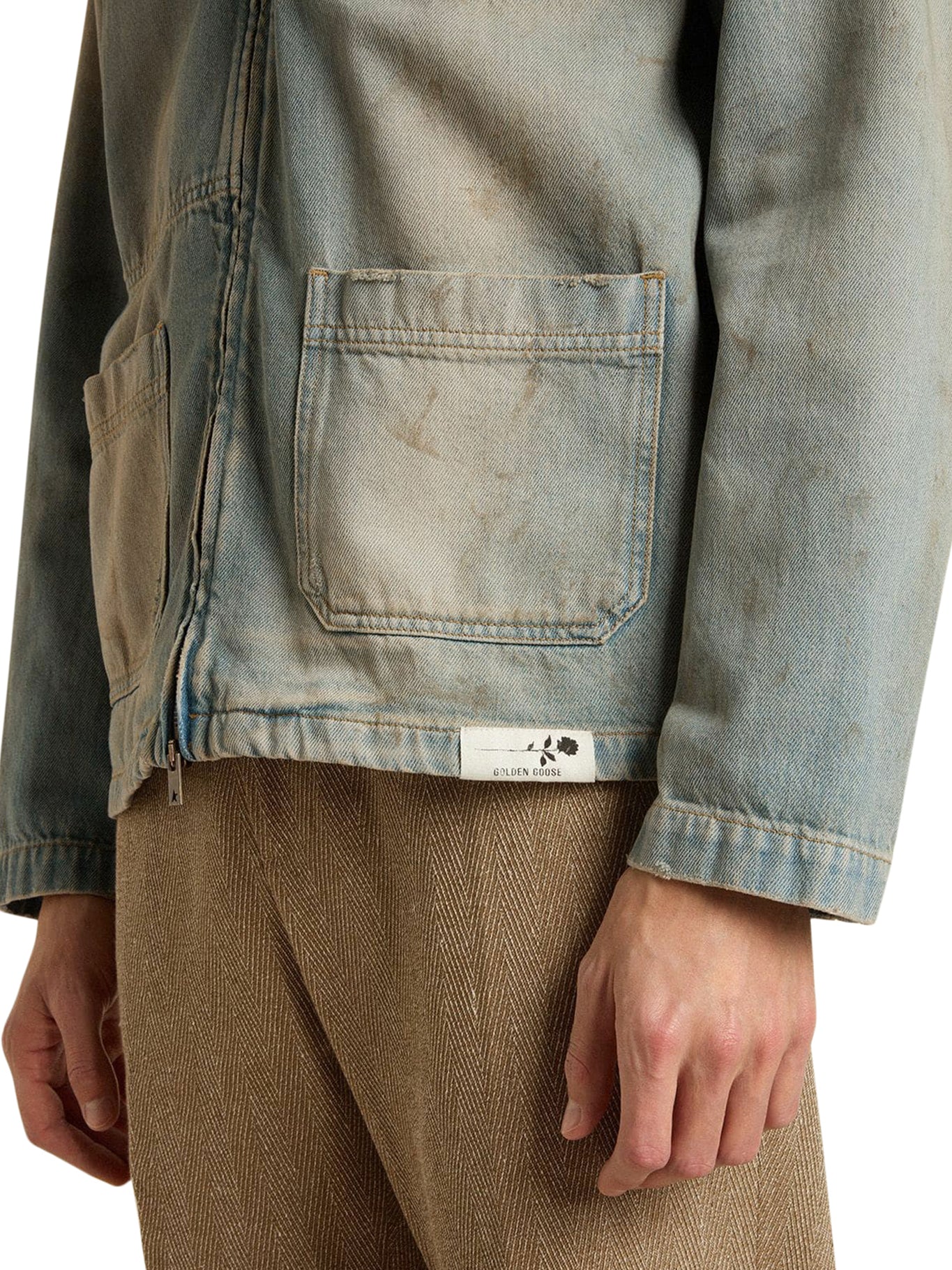 MEN`S DISTRESSED EFFECT DENIM JACKET WITH ZIP - Image 5