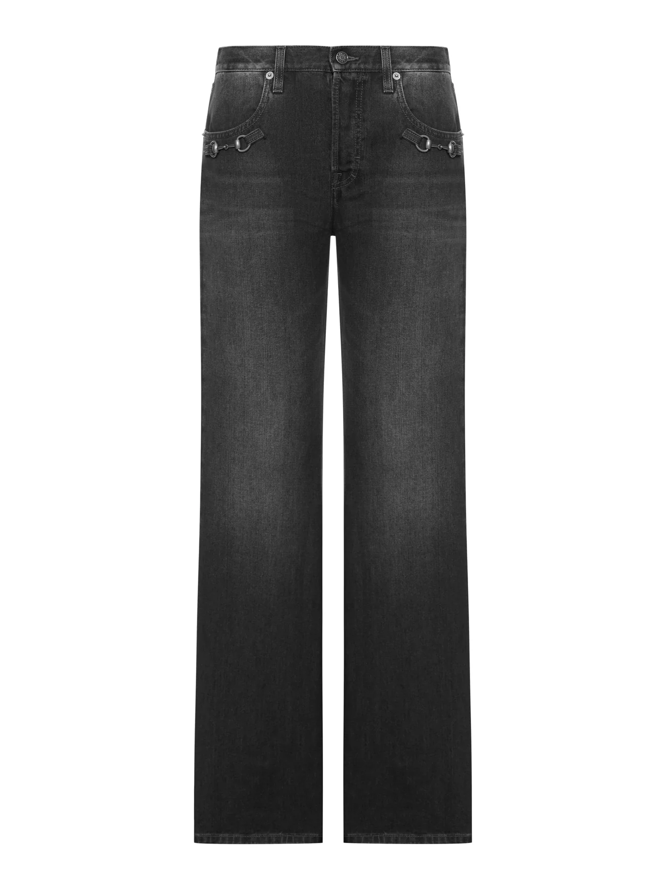 COTTON DENIM TROUSERS WITH CLAMP
