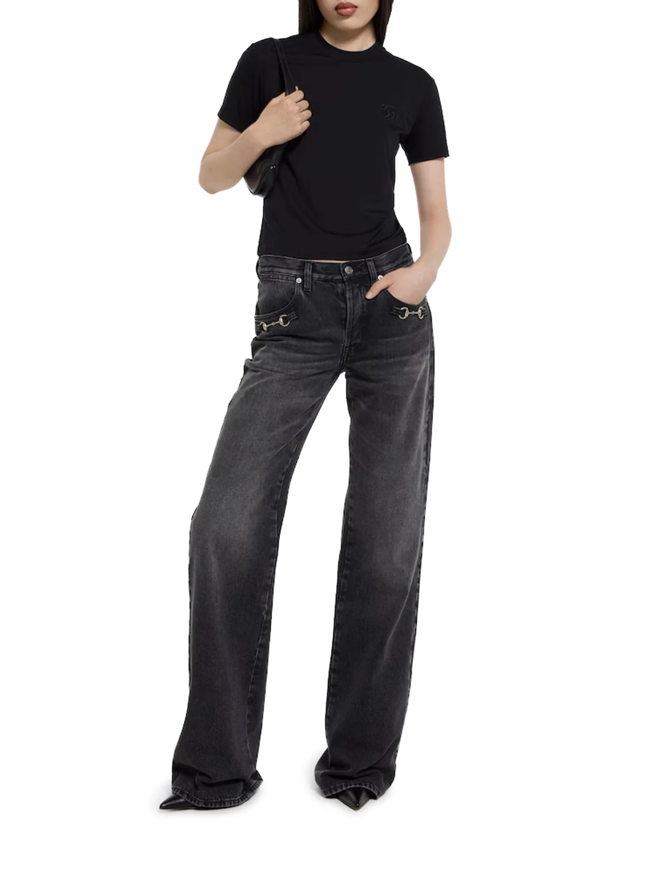 COTTON DENIM TROUSERS WITH CLAMP - Image 2