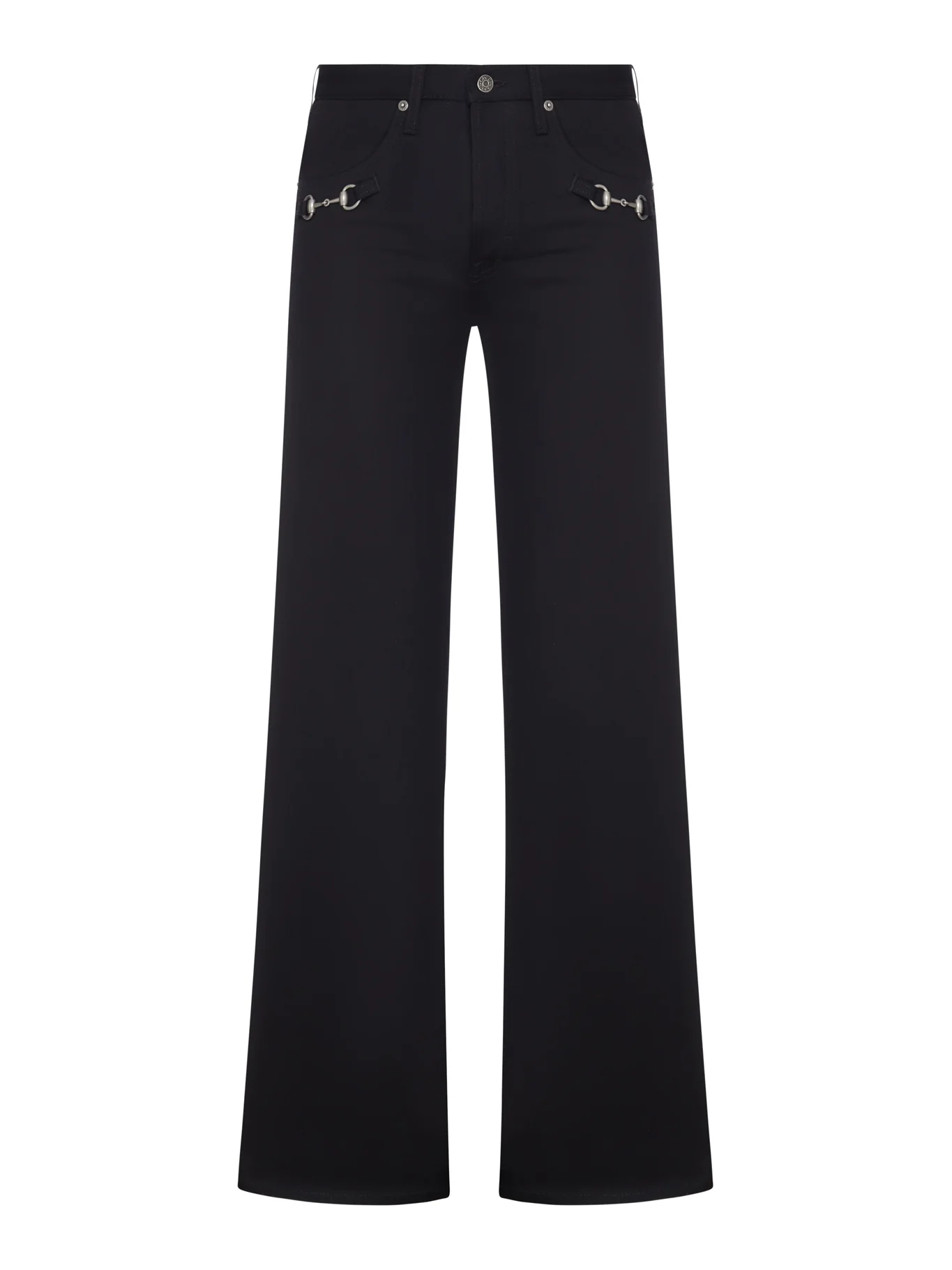 COTTON DENIM TROUSERS WITH HORSE DETAIL