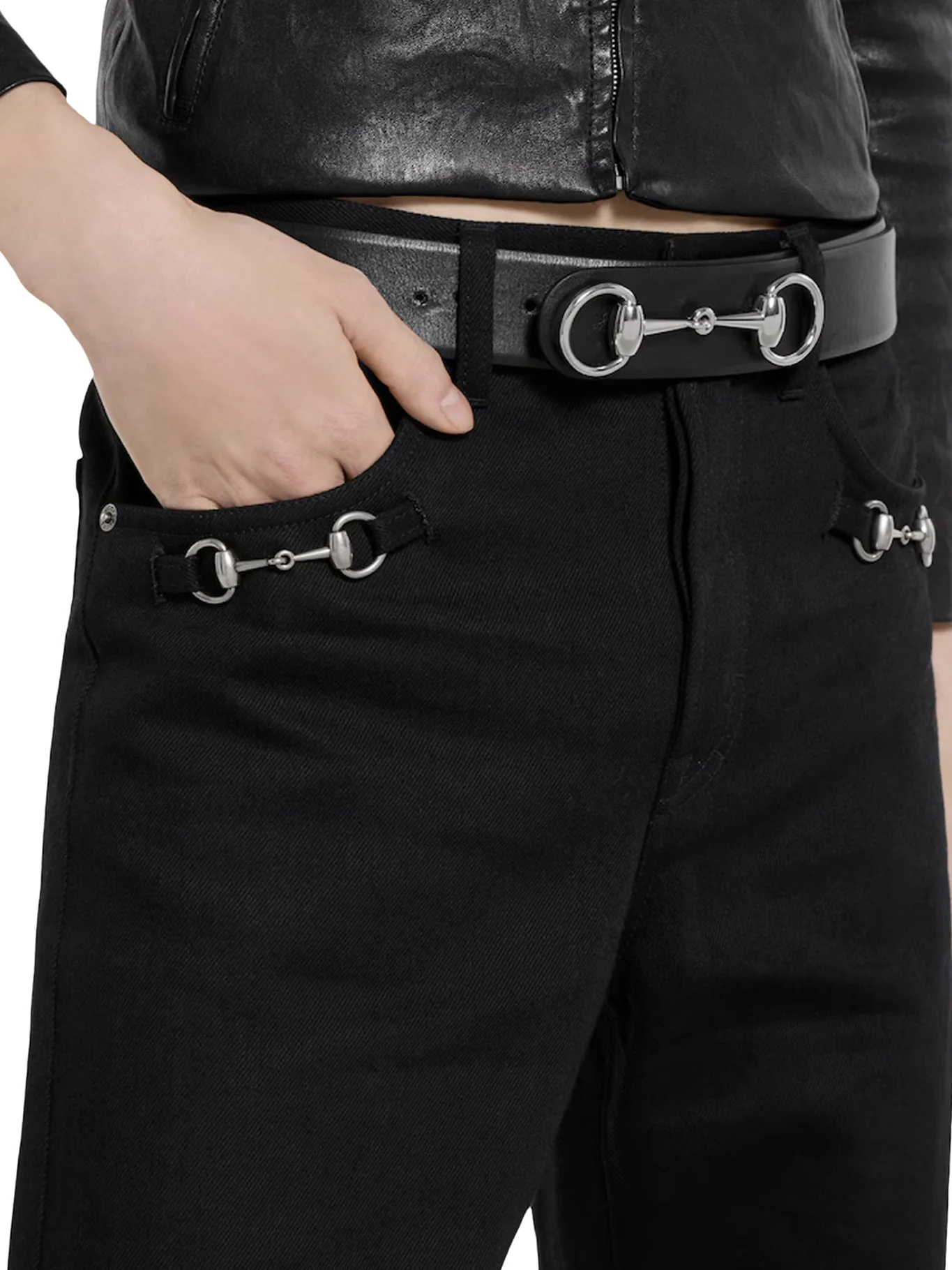 COTTON DENIM TROUSERS WITH HORSE DETAIL - Image 4
