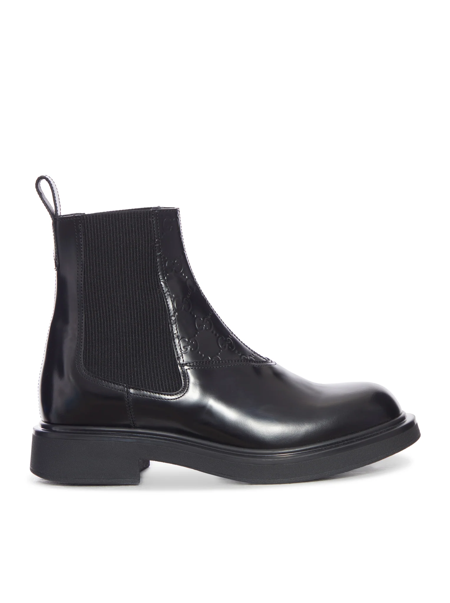 LEATHER ANKLE BOOT WITH SINGLE "GG" GRAIN