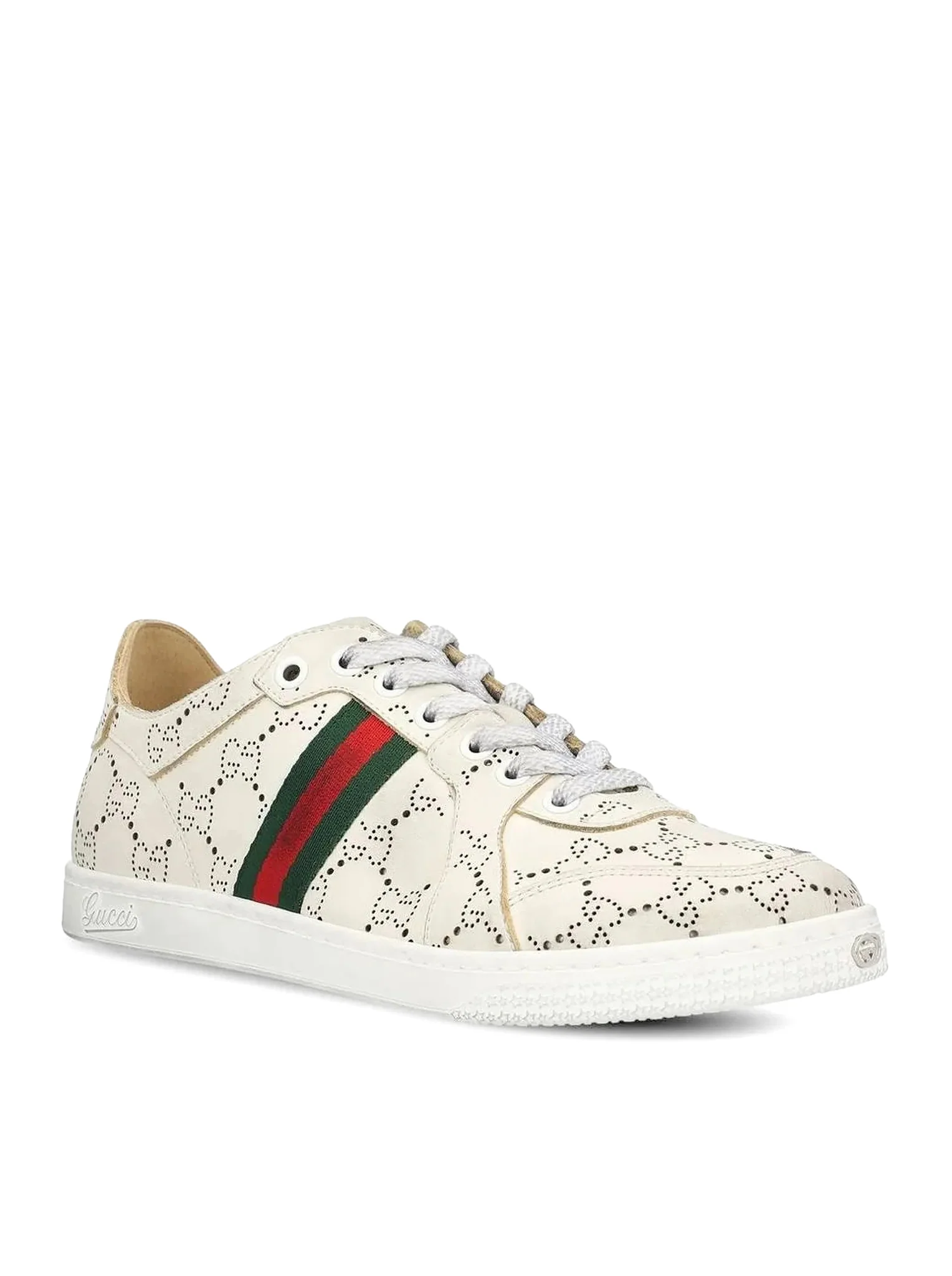 LEATHER SNEAKERS WITH ALLOVER GG AND WEB BAND - Image 2
