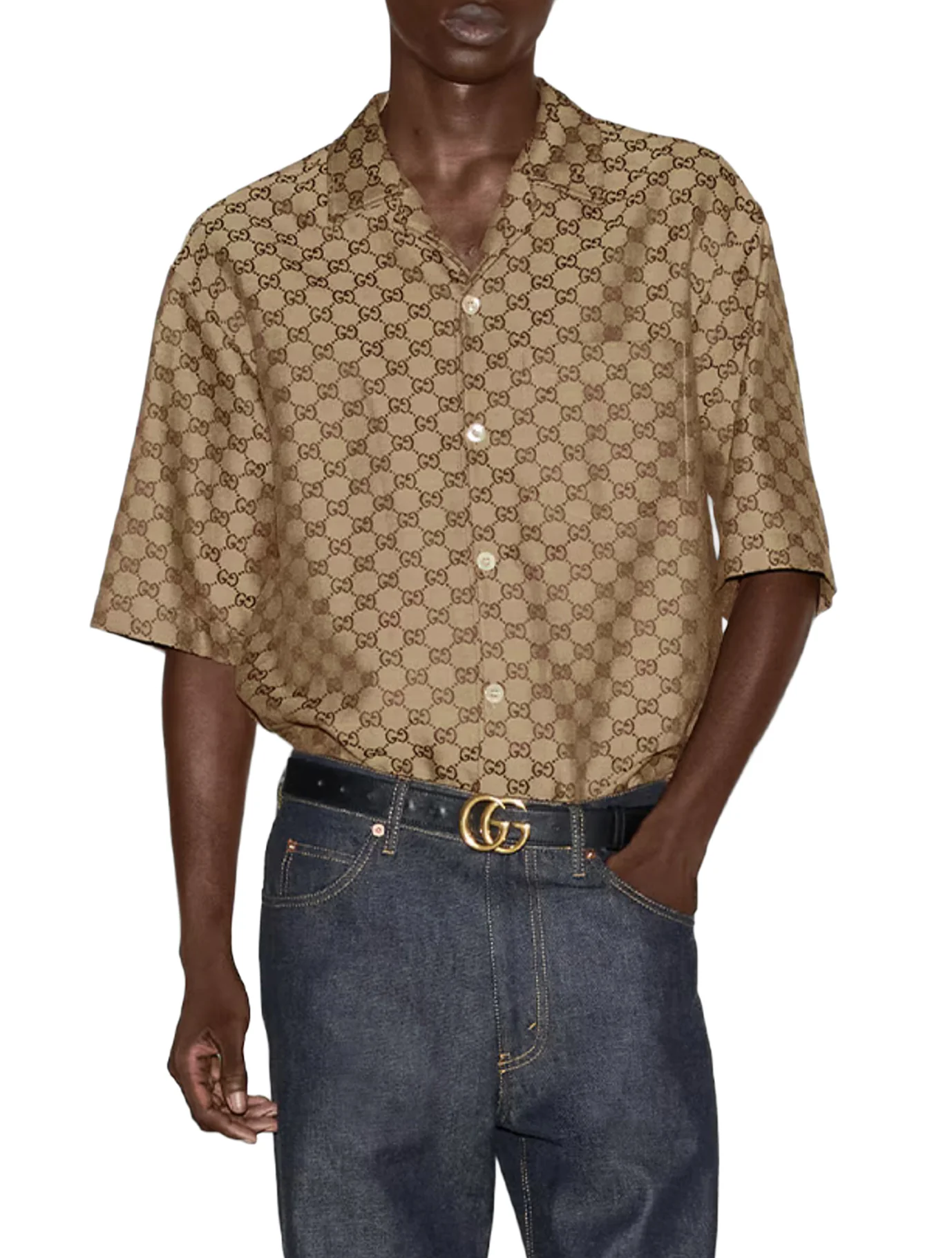 LINEN BLEND SHIRT WITH ALLOVER GG - Image 2