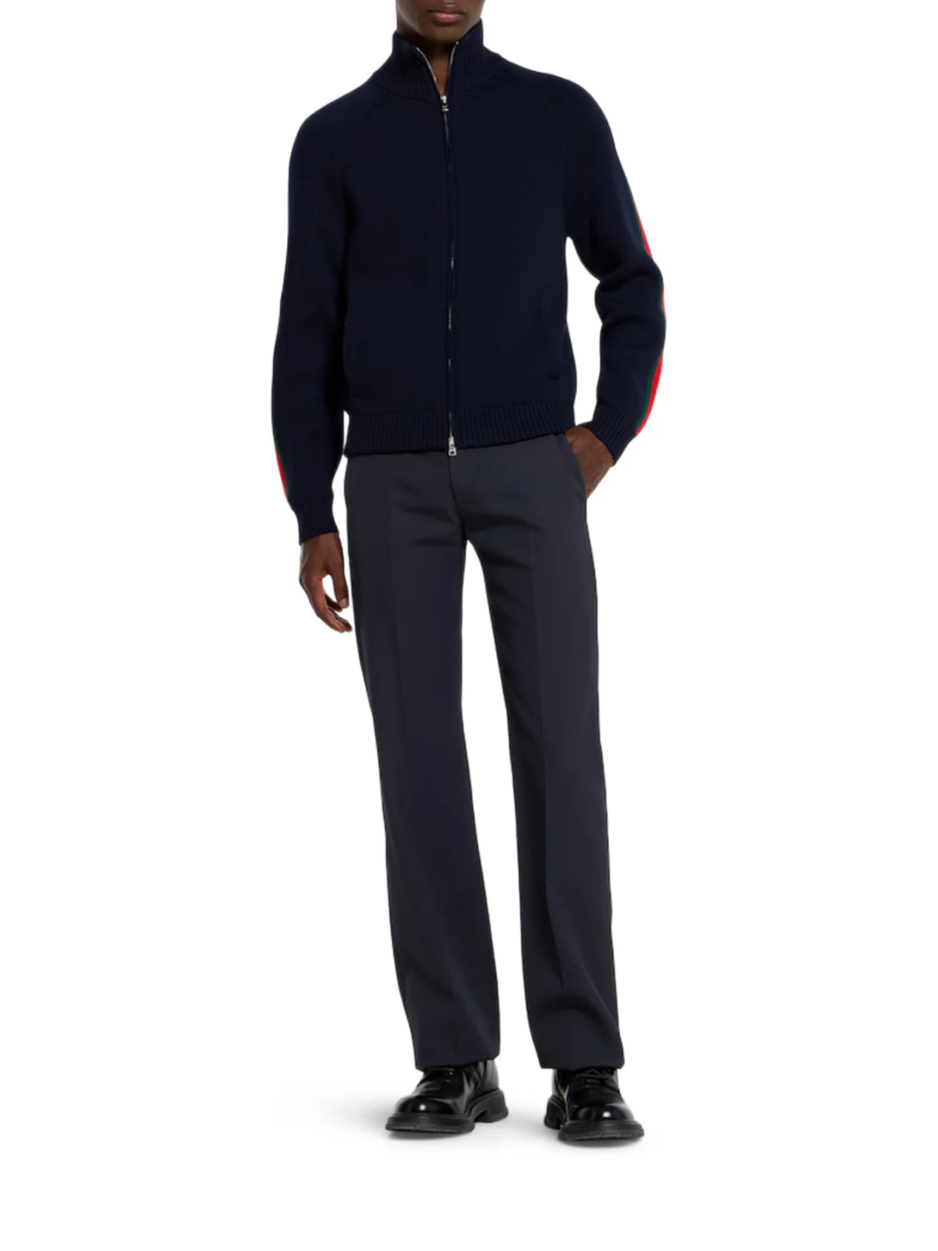 WOOL JACKET WITH ZIP AND SIDE WEB BAND - Image 2