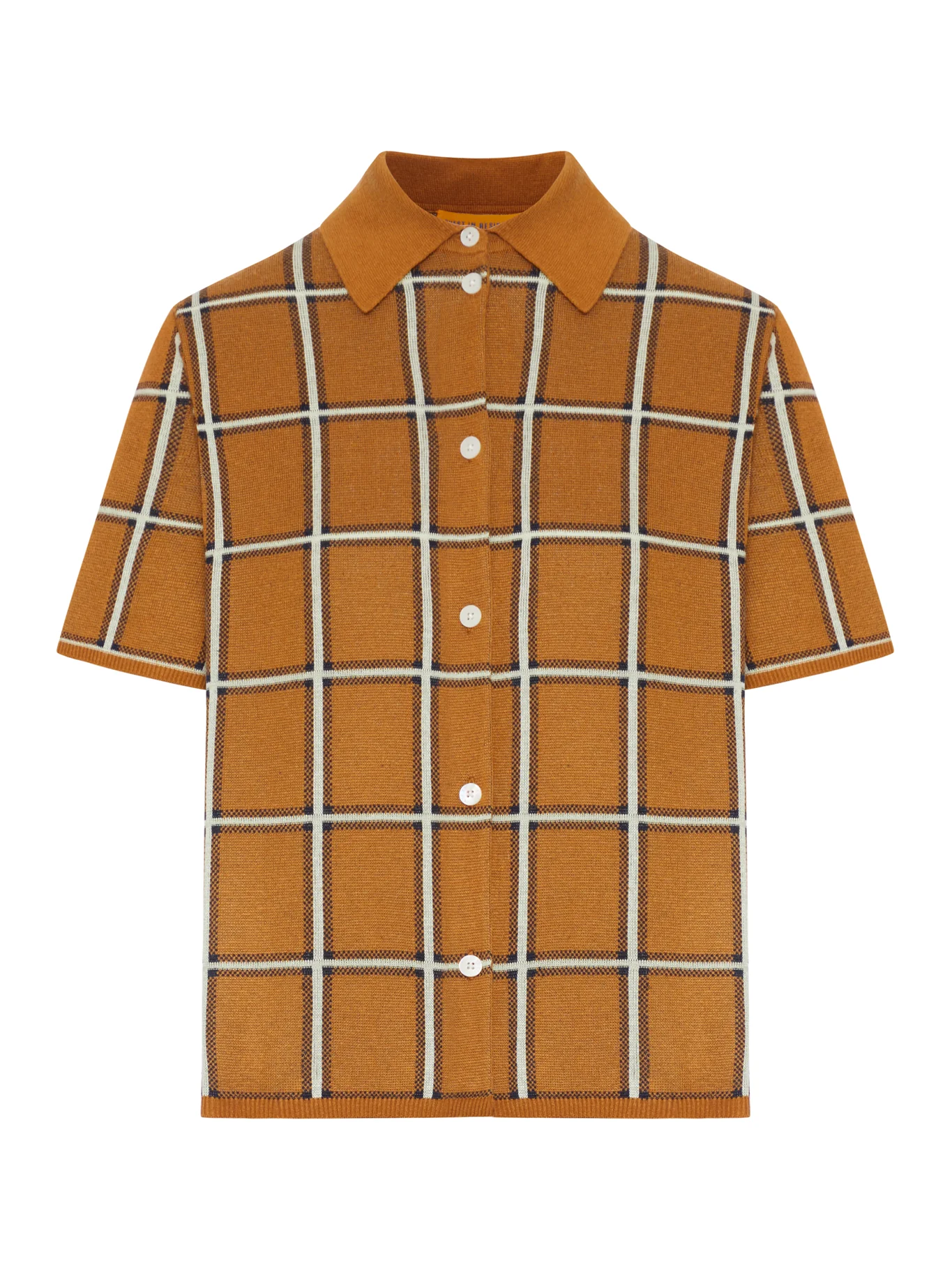 LINEN AND SILK BLEND POLO SHIRT WITH CHECK PATTERN