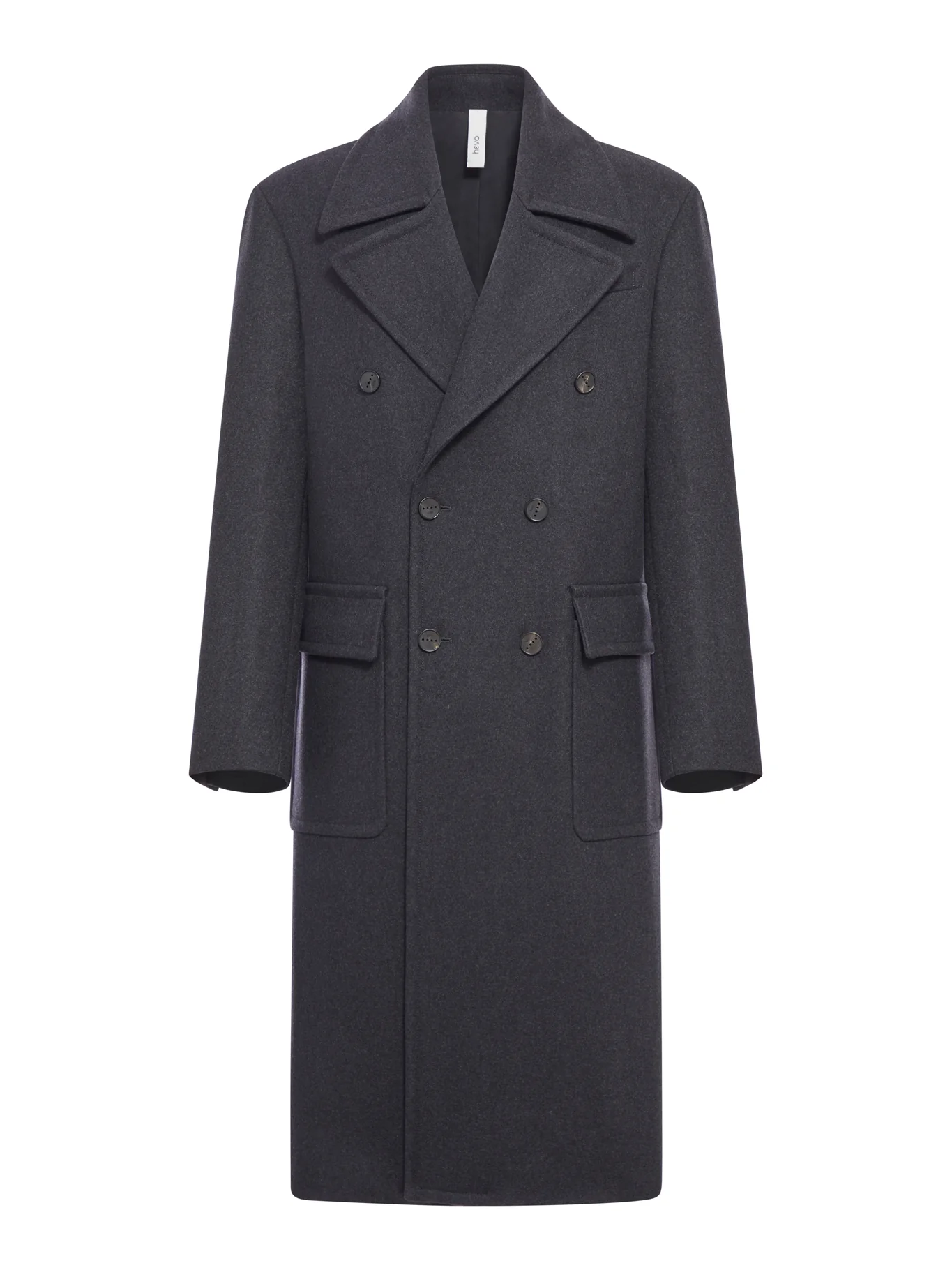 DOUBLE-BREASTED HERRINGBONE COAT