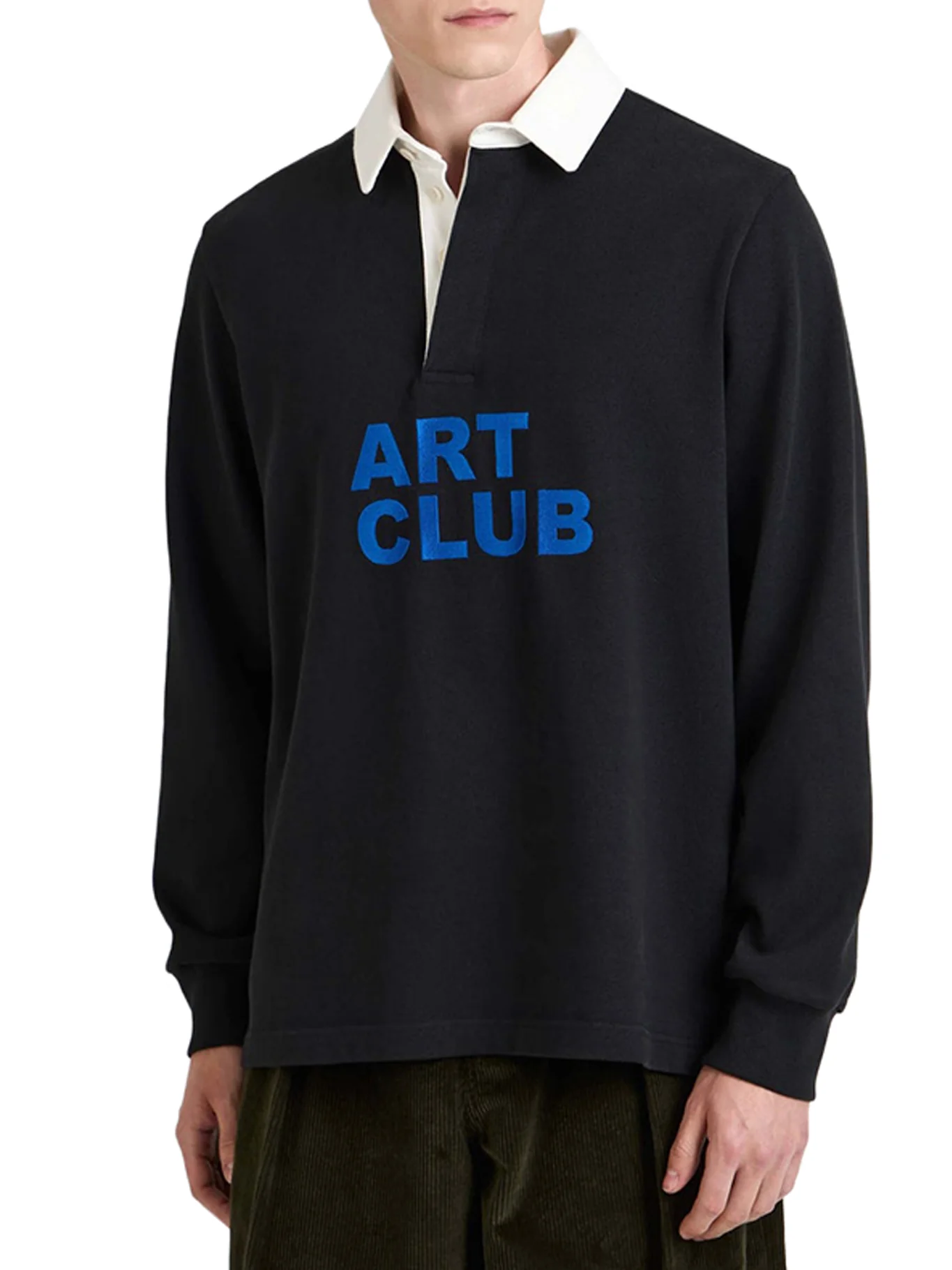 MEN`S "ART CLUB" RUGBY POLO SHIRT IN WASHED BLACK - Image 3