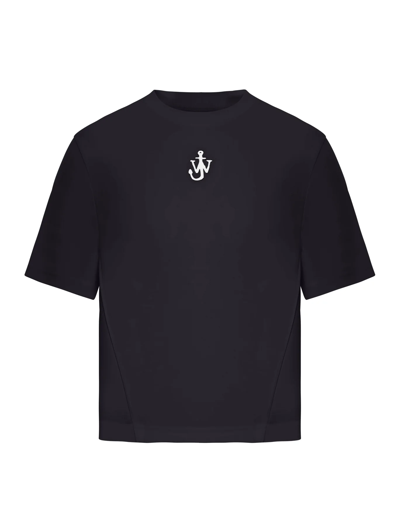 PANELLED CROPPED T-SHIRT WITH ANCHOR EMBROIDERY