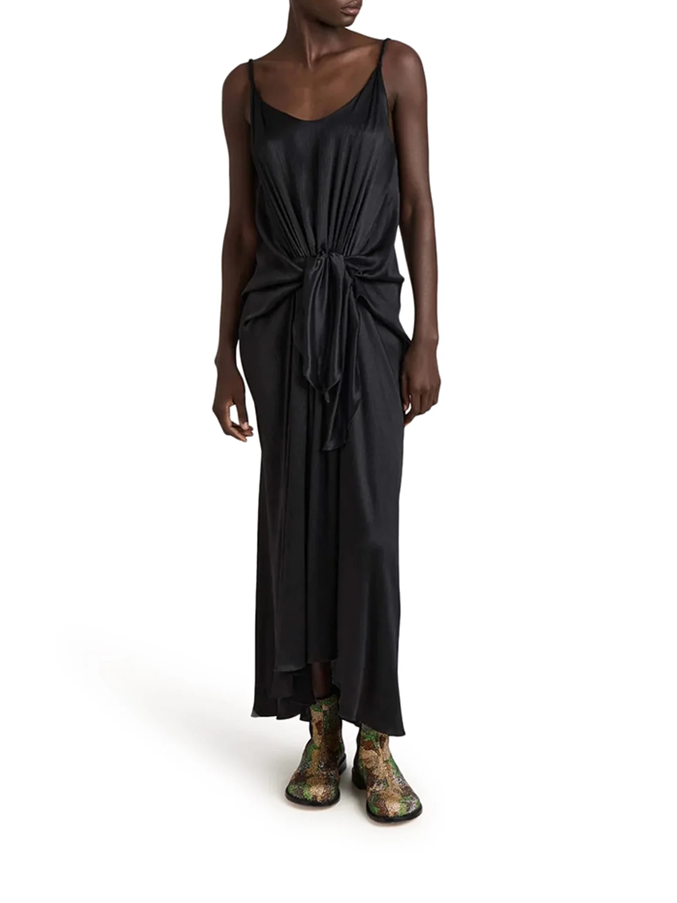 SILK DRESS WITH KNOT AT THE WAIST - Image 2