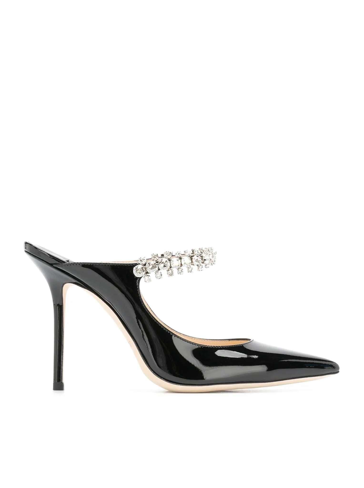 BING 100 BLACK PATENT LEATHER CLOG WITH CRYSTAL STRAP