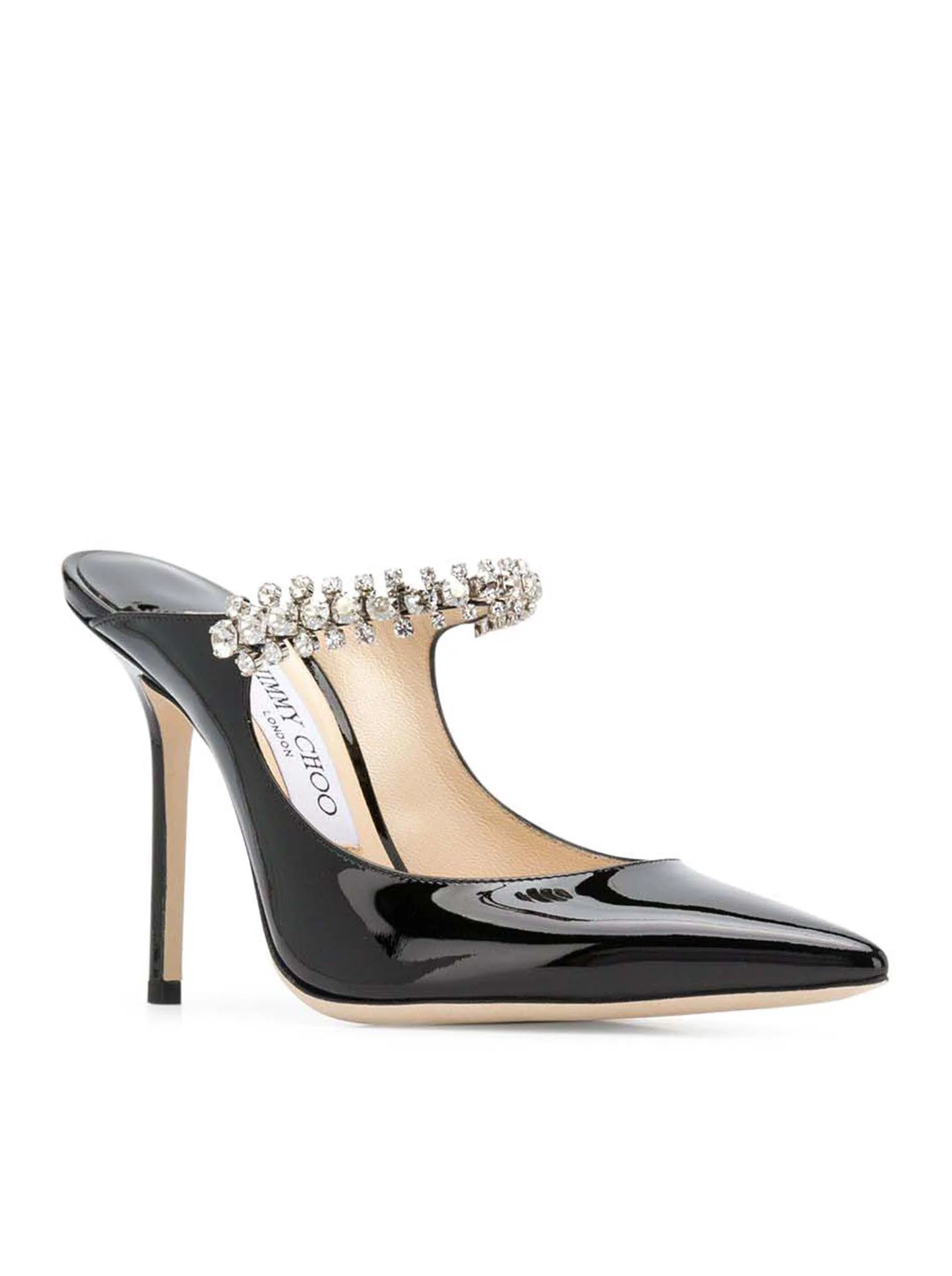 BING 100 BLACK PATENT LEATHER CLOG WITH CRYSTAL STRAP - Image 2