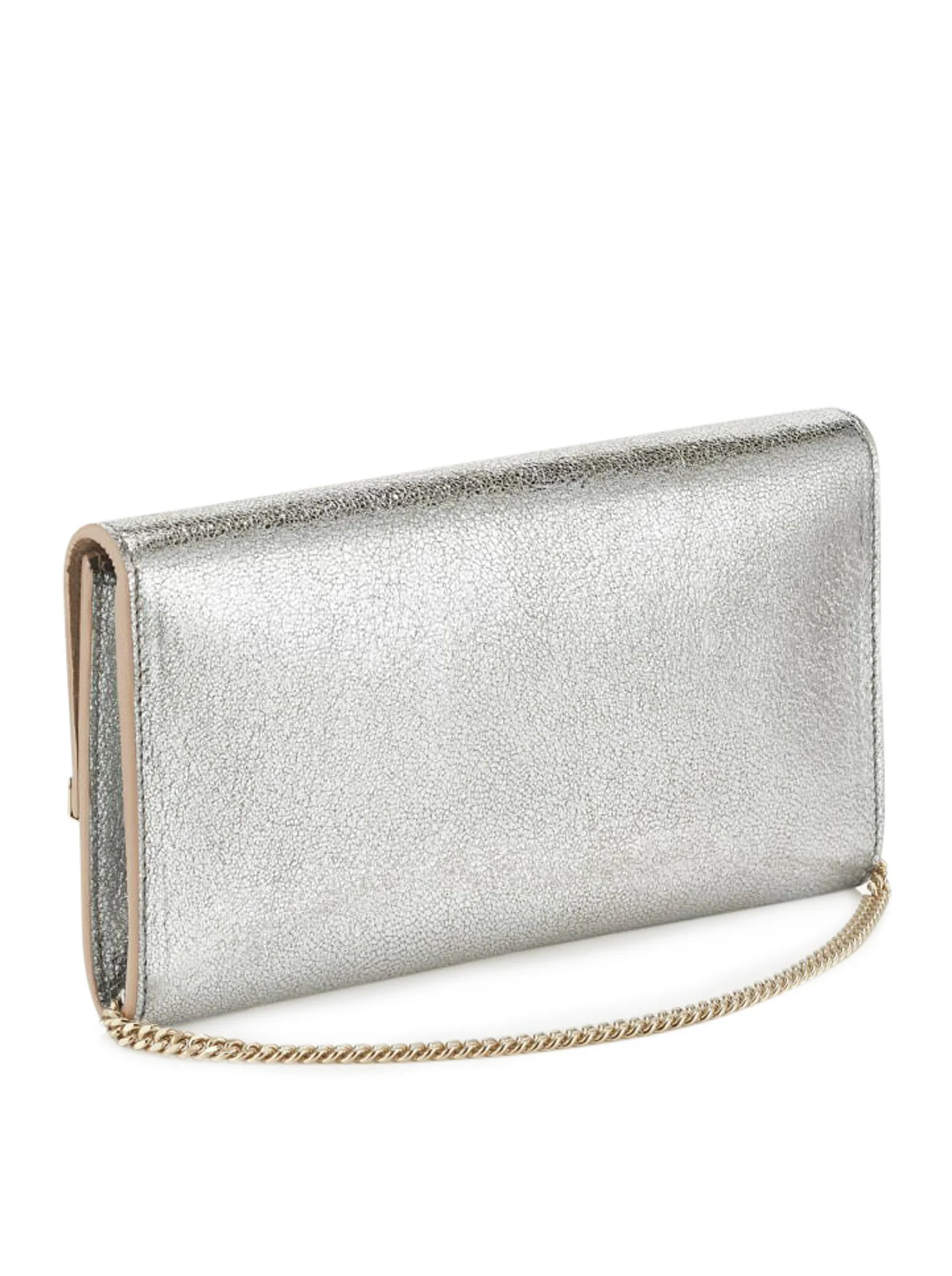 Champagne leather clutch bag with glitter - Image 5