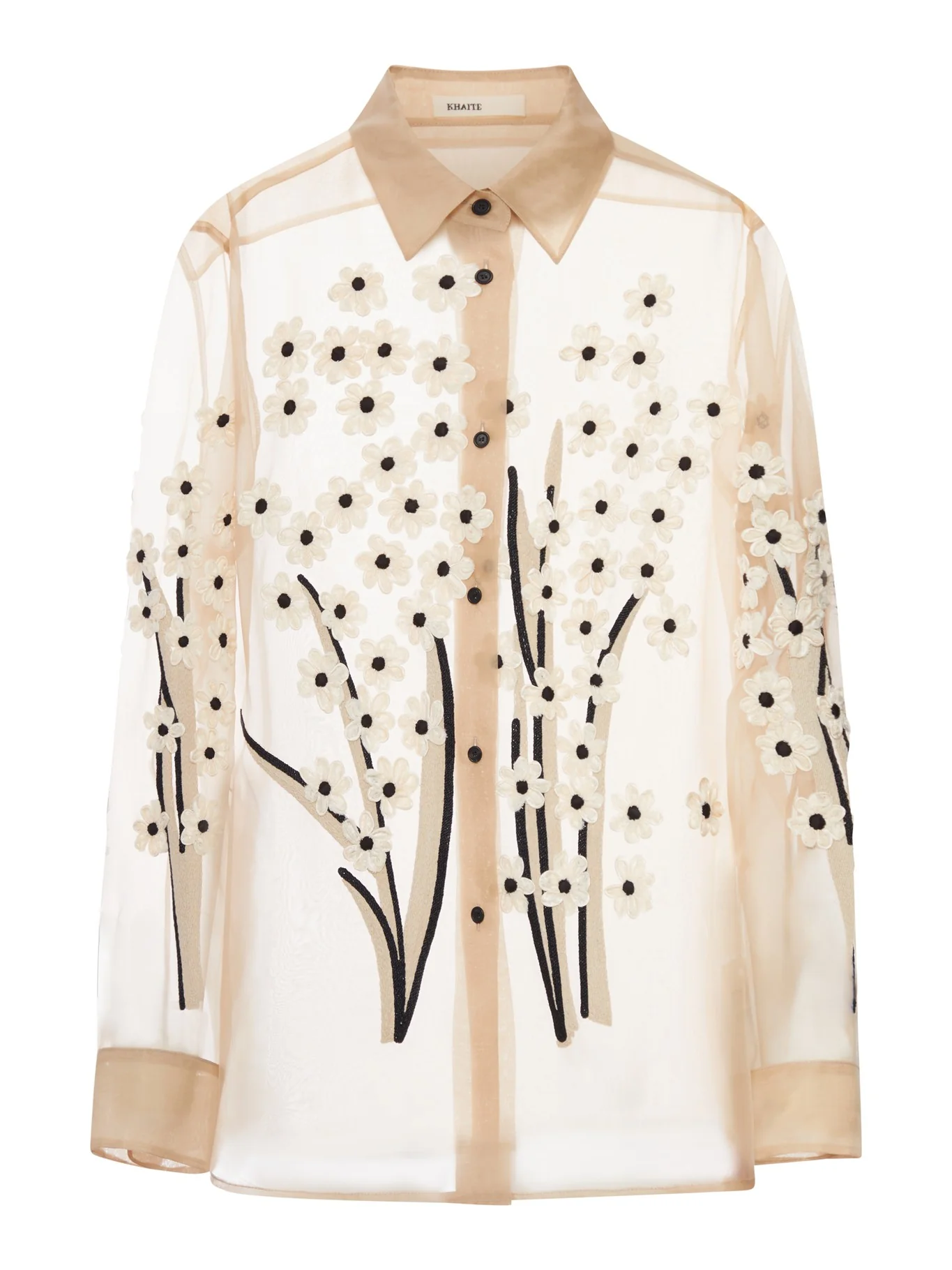 SILK SHIRT WITH THREE-DIMENSIONAL EMBROIDERY