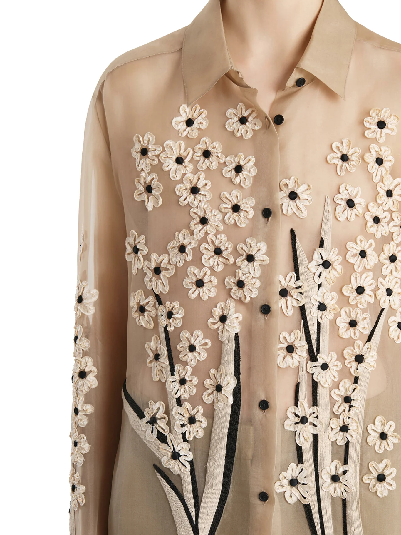 SILK SHIRT WITH THREE-DIMENSIONAL EMBROIDERY - Image 5