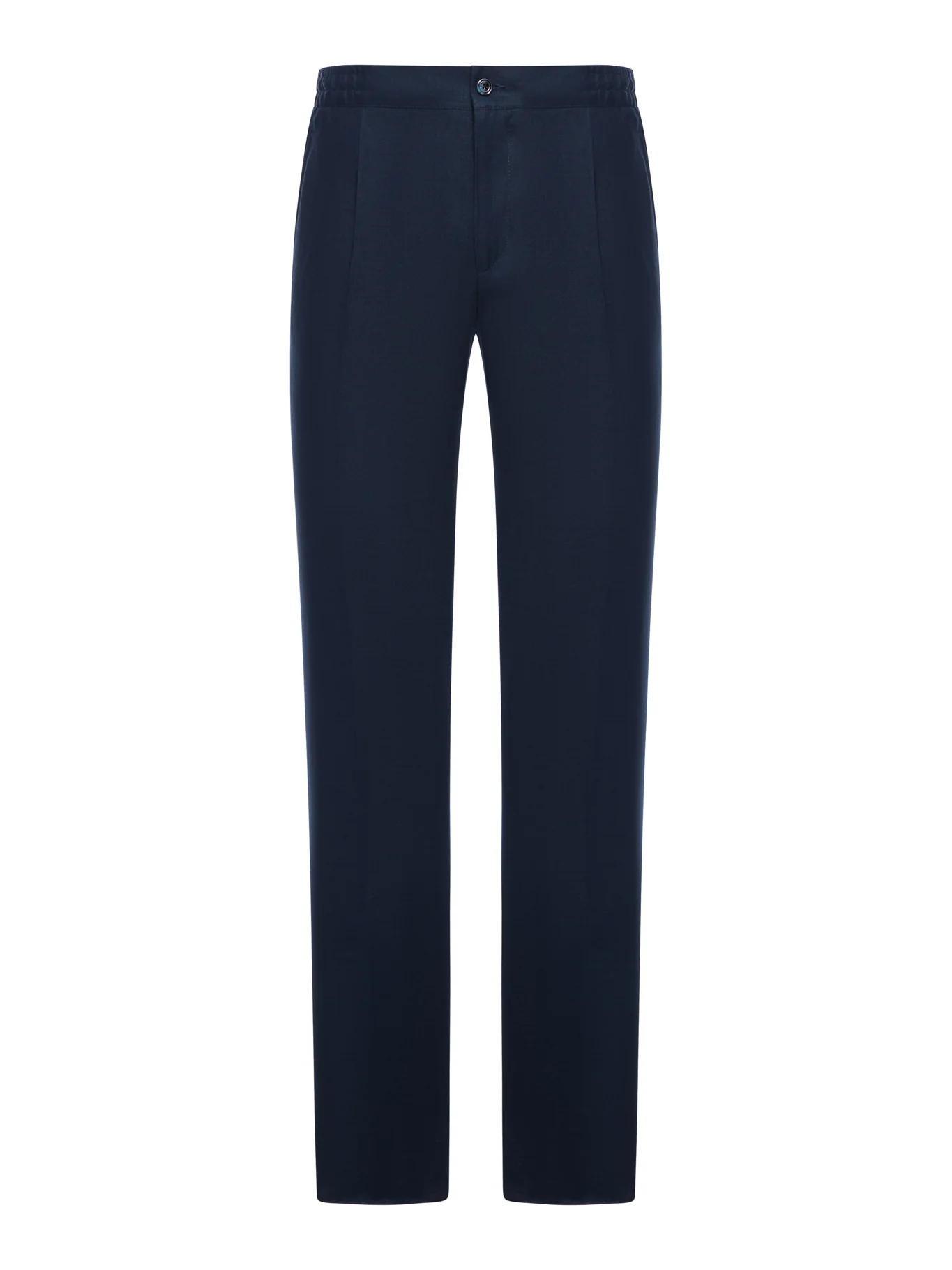 STRAIGHT FIT LINEN TROUSERS WITH ELASTIC WAIST