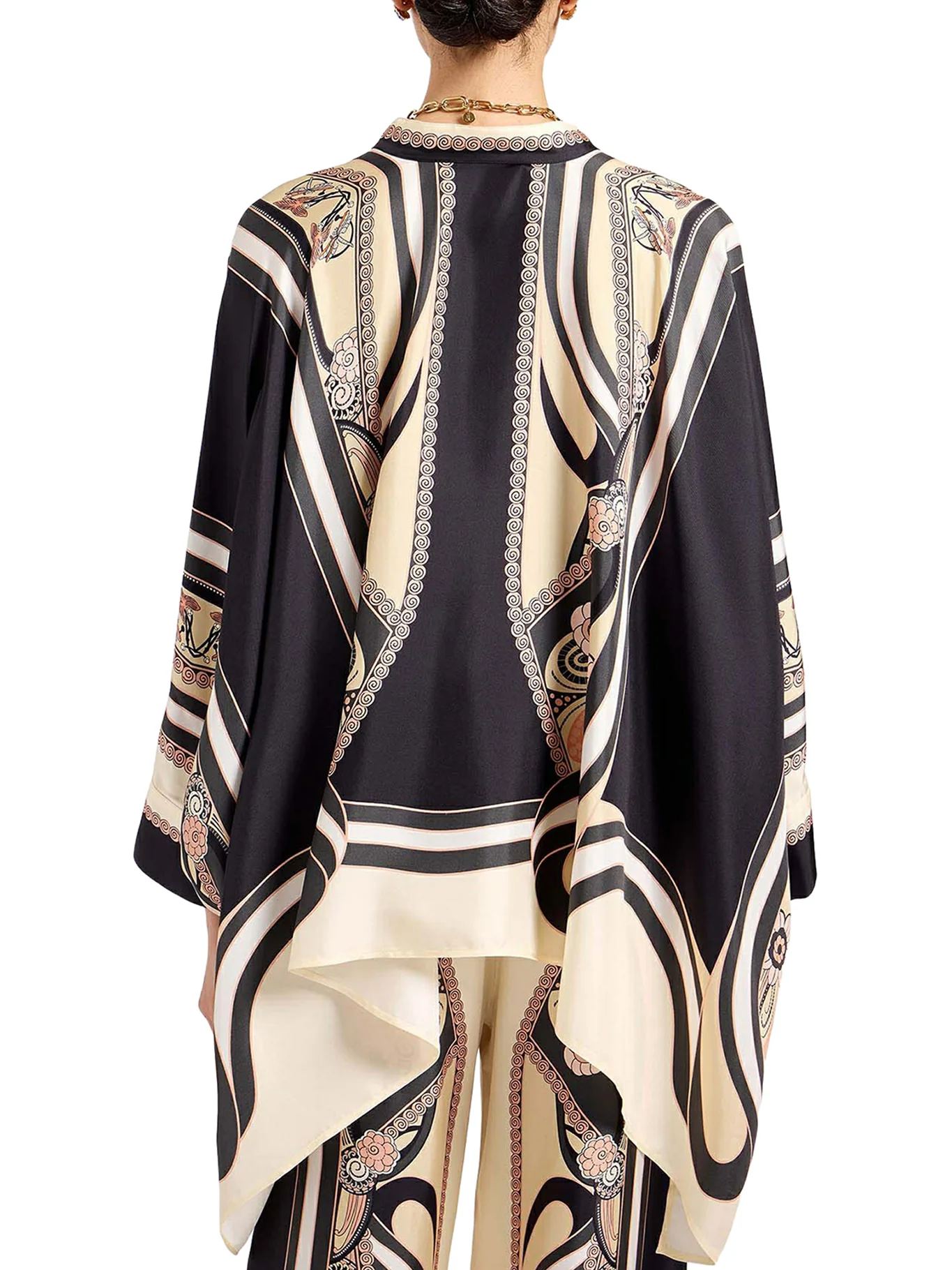 SILK SCARF SHIRT WITH GRAPHIC PRINT AND ASYMMETRIC BOTTOM - Image 3