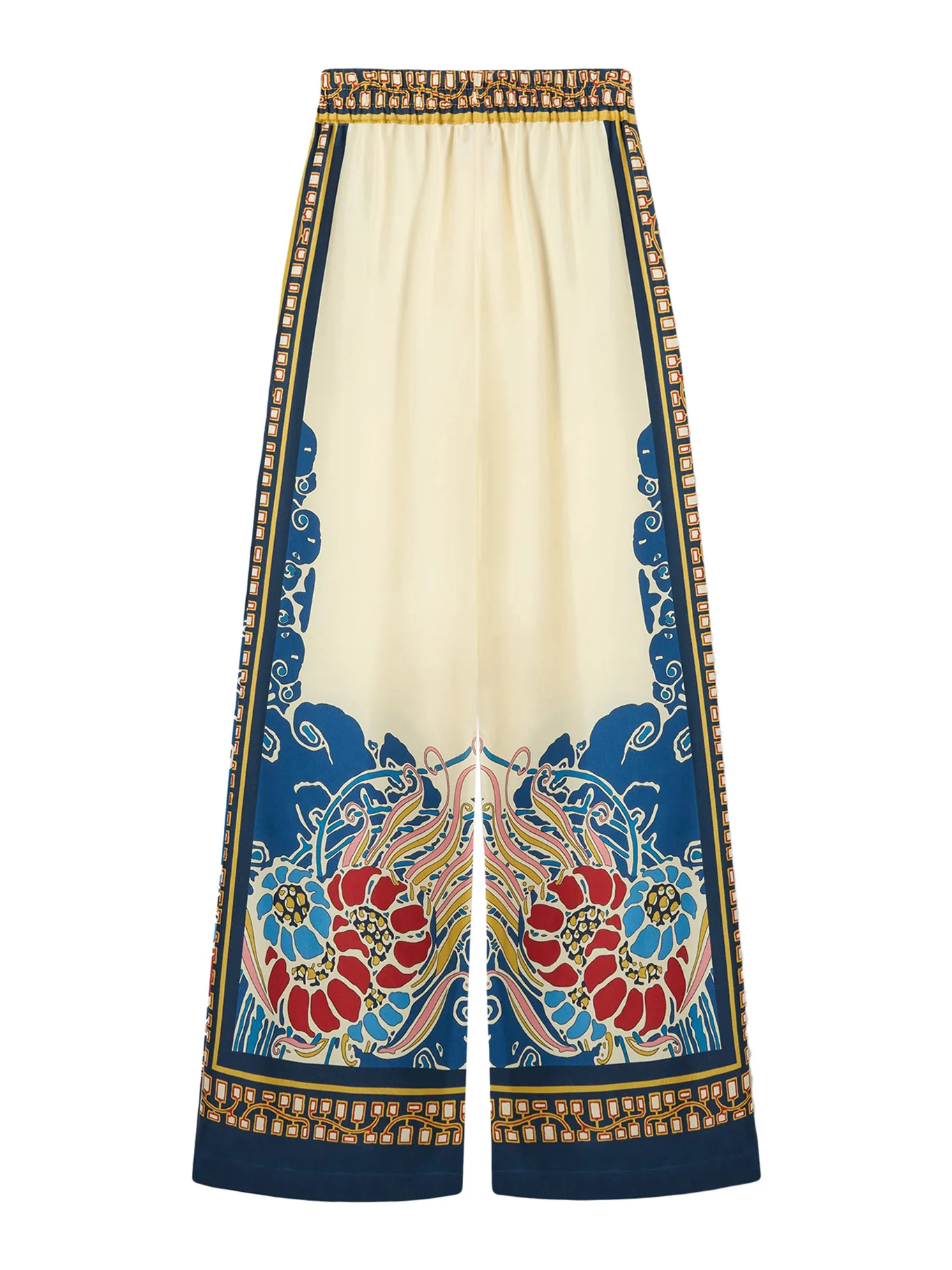 SILK TROUSERS WITH POSITIONED PRINT