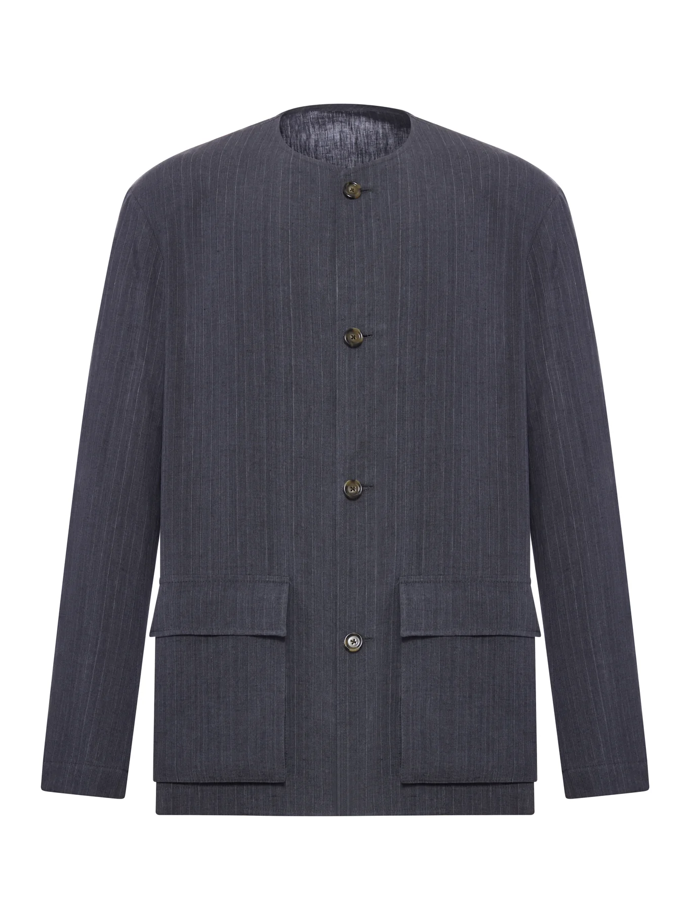 PINSTRIPED LINEN KOREAN JACKET