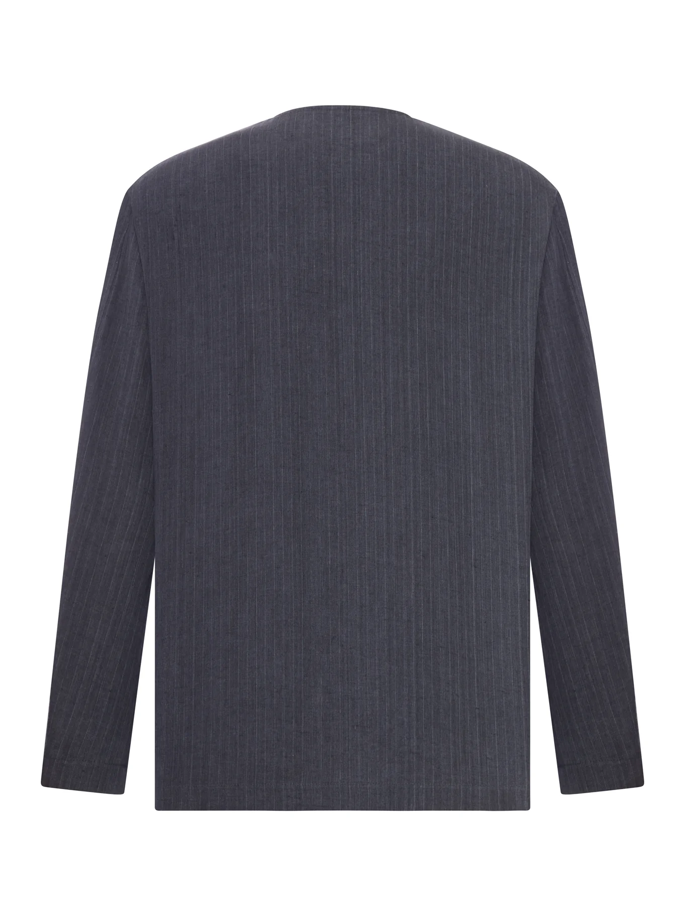 PINSTRIPED LINEN KOREAN JACKET - Image 2
