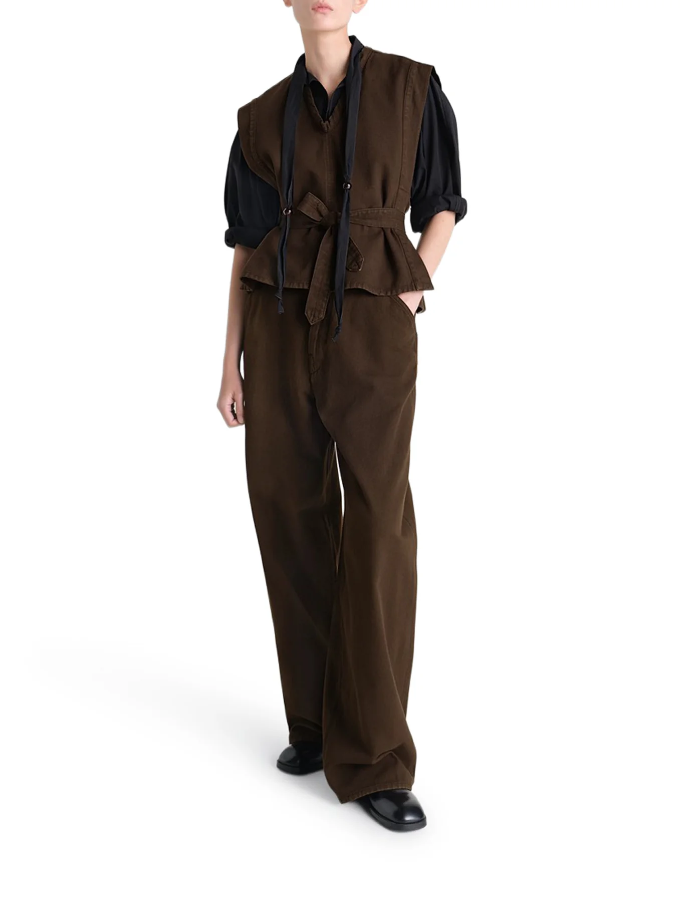 DENIM TOP WITH WAIST BELT - Image 2
