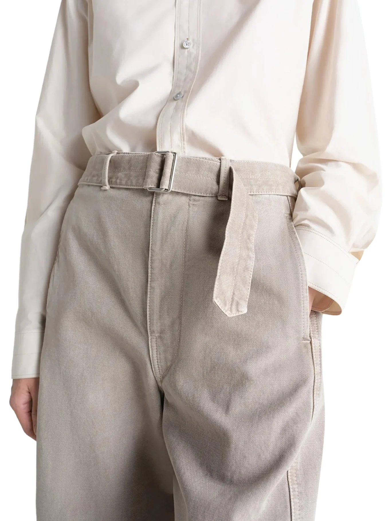 TWISTED COTTON TWILL TROUSERS WITH BELT - Image 5