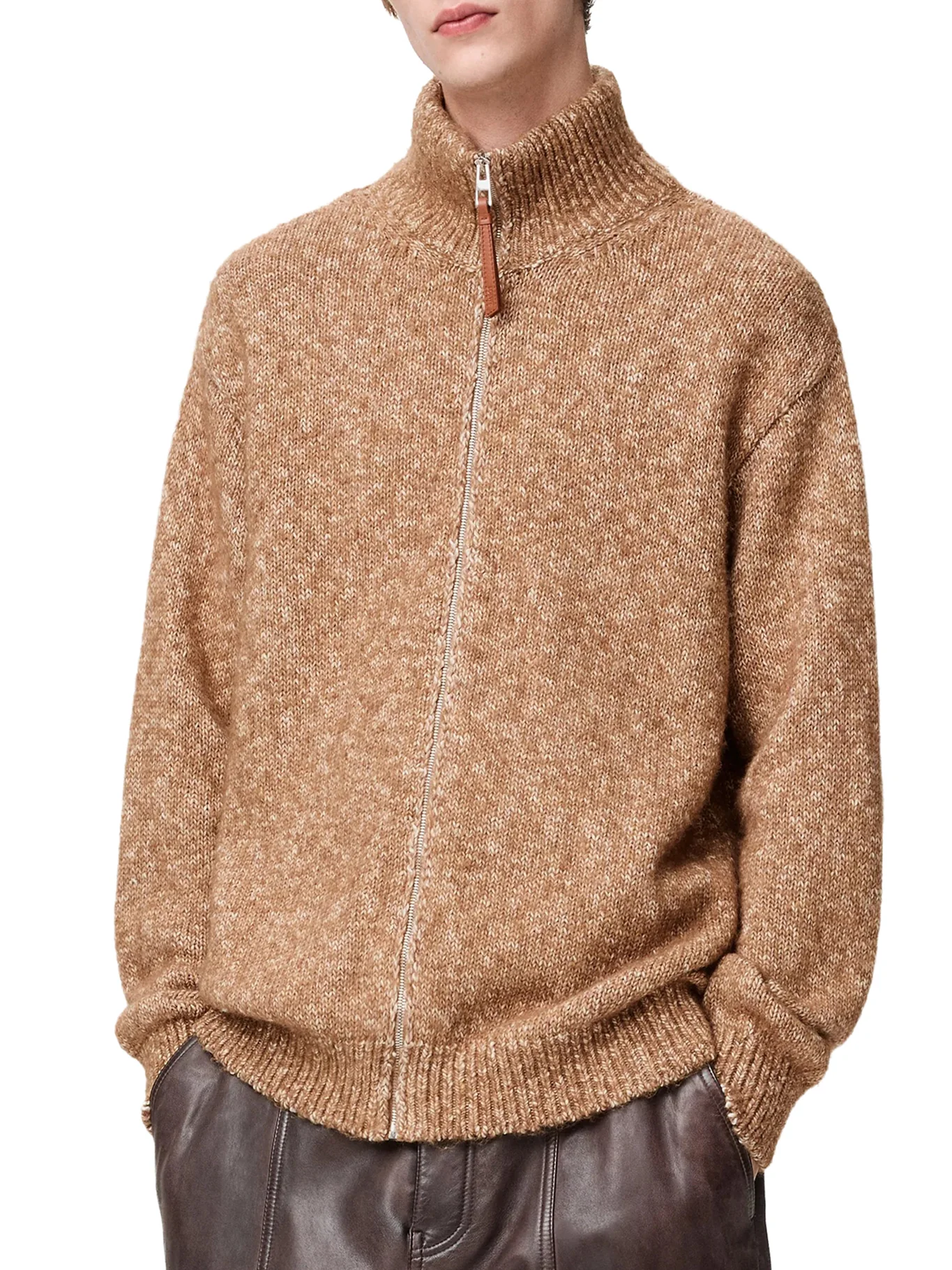 CARDIGAN WITH ZIP IN COTTON LINEN AND WOOL - Image 3