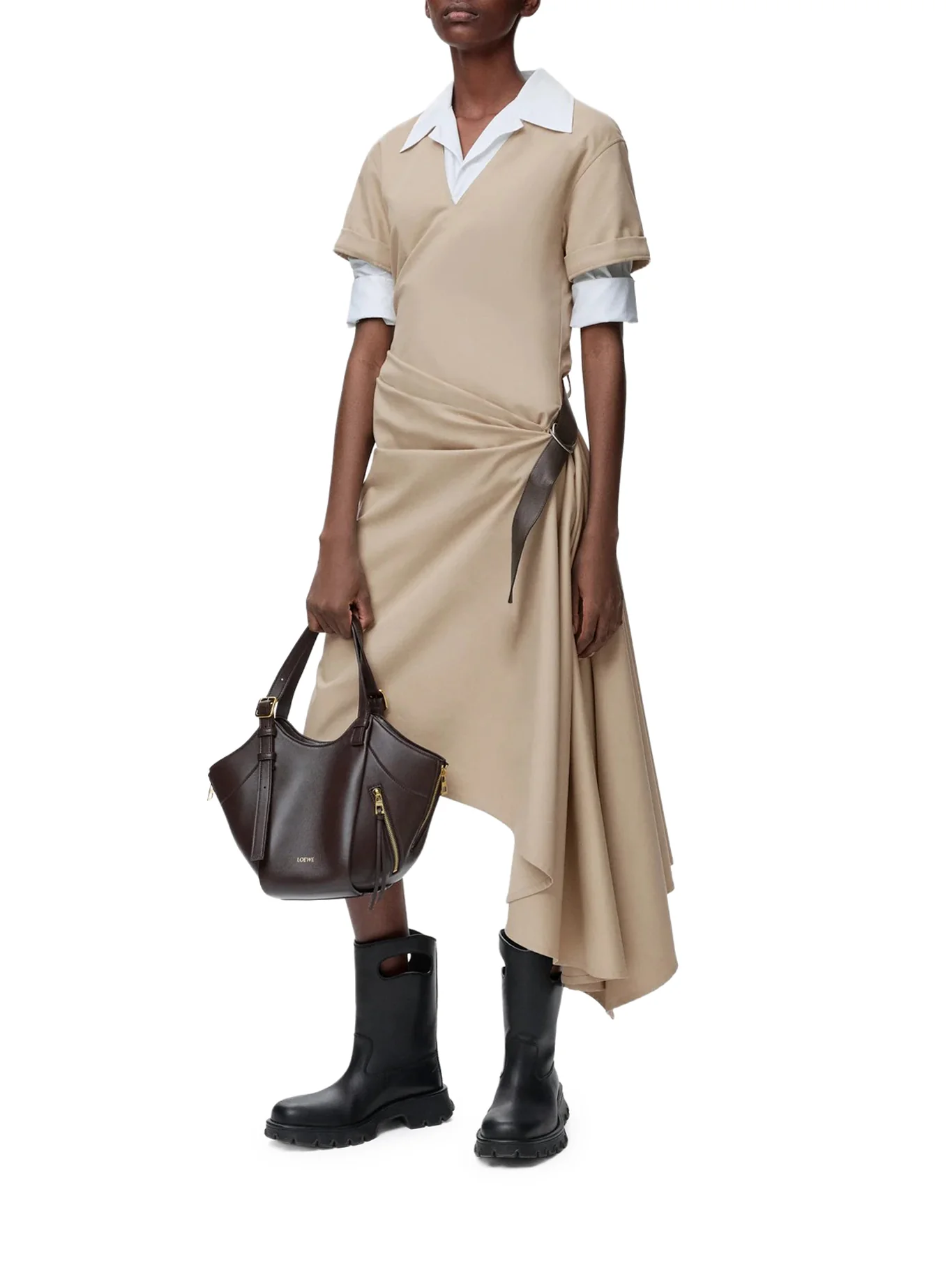 COTTON AND SILK DRESS WITH BELT - Image 2