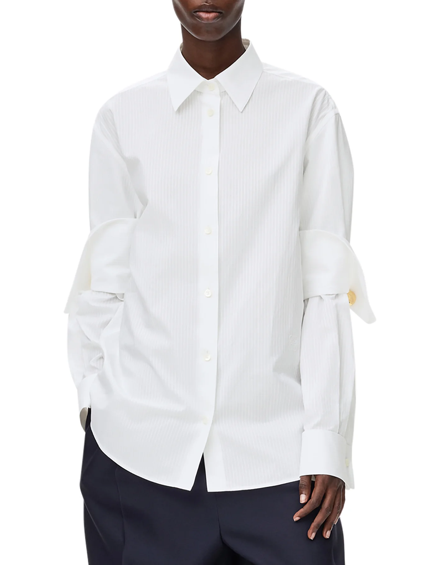 COTTON SHIRT WITH DOUBLE-LAYER SLEEVES - Image 3