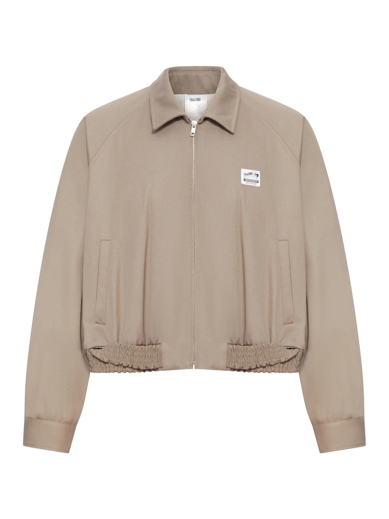 CROPPED JACKET WITH WOVEN ELASTIC