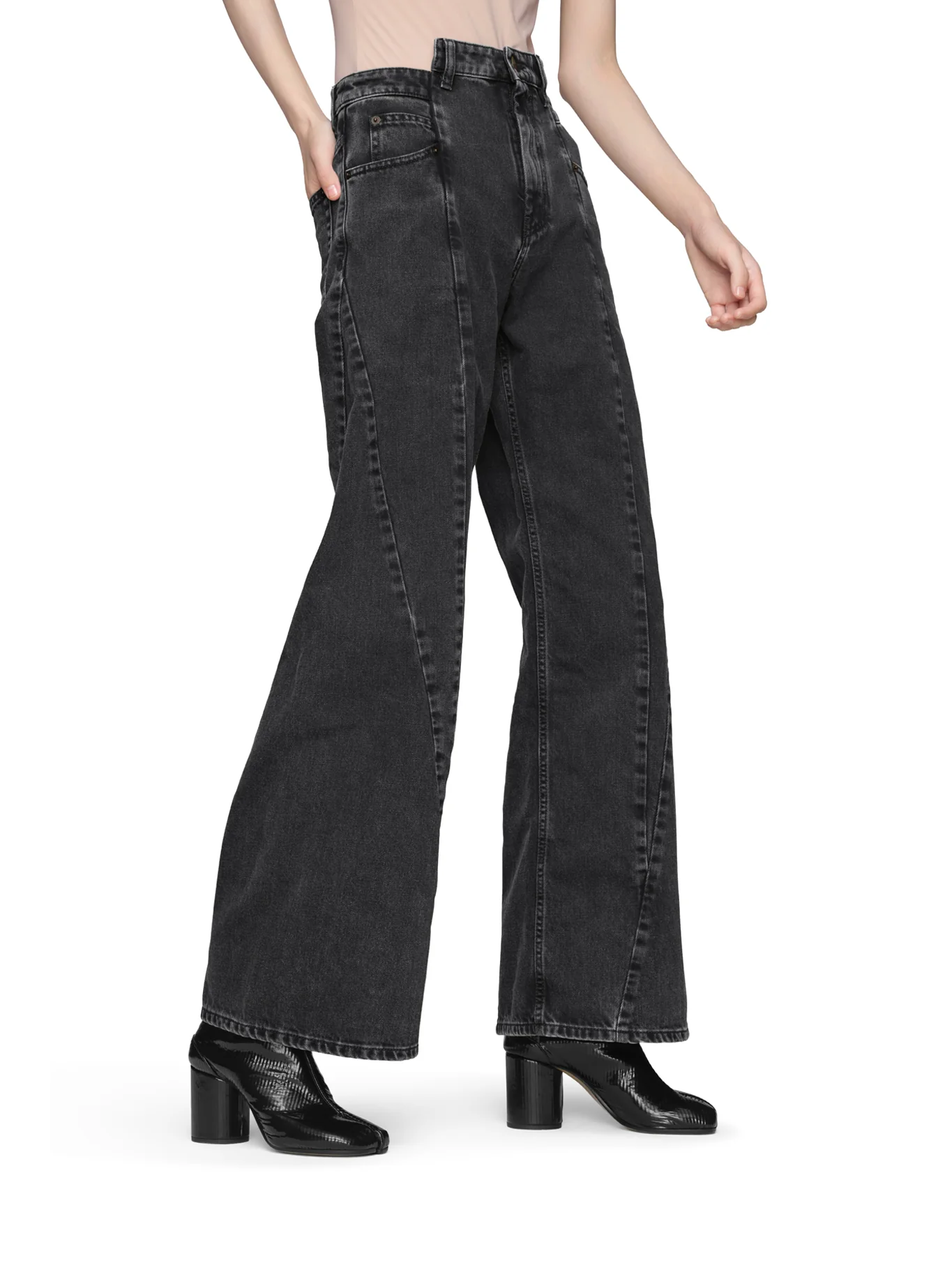 ASYMMETRIC 5-POCKET DENIM JEANS - Image 4