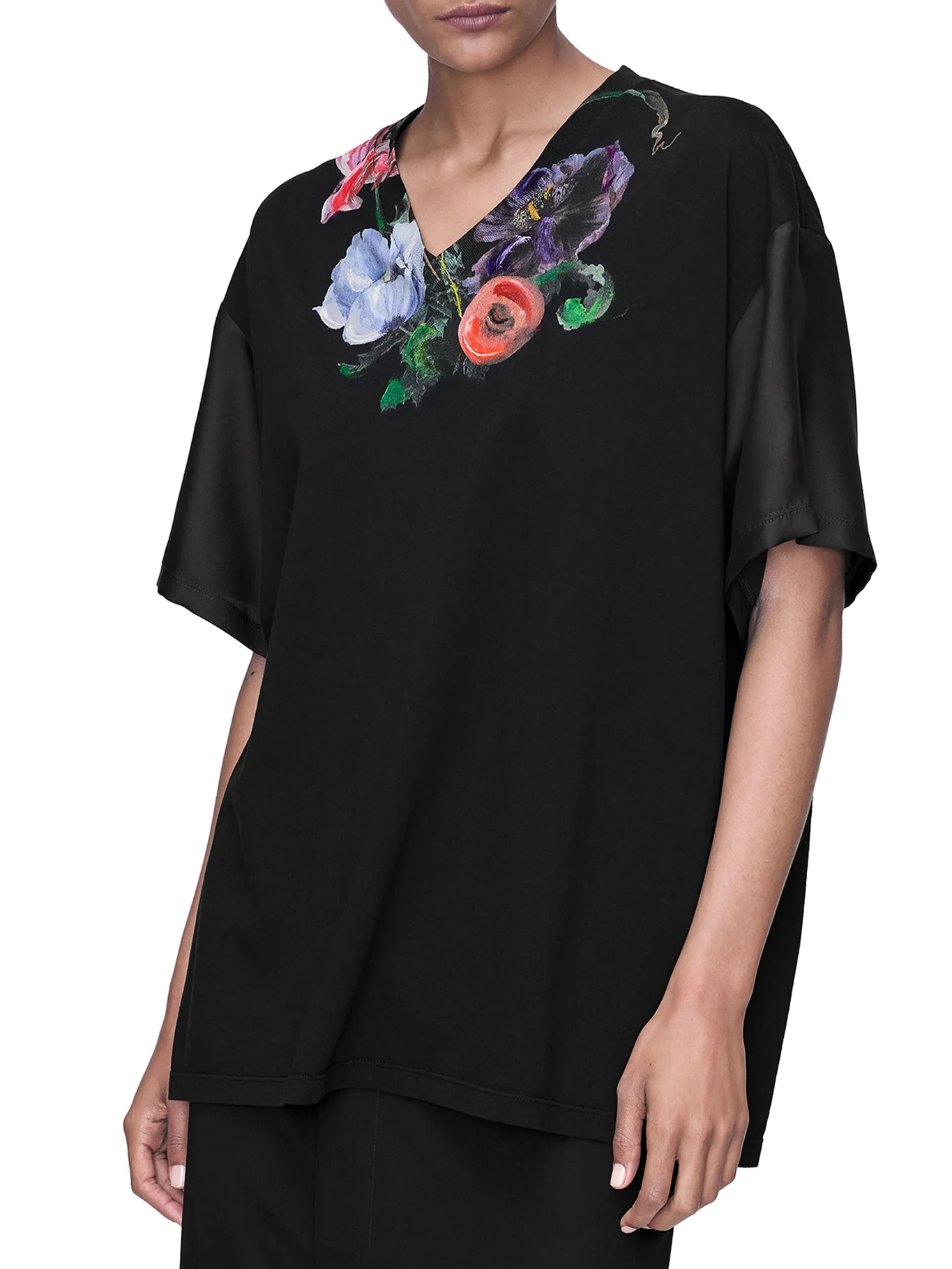 COTTON AND SILK T-SHIRT WITH FLORAL PATTERN - Image 2