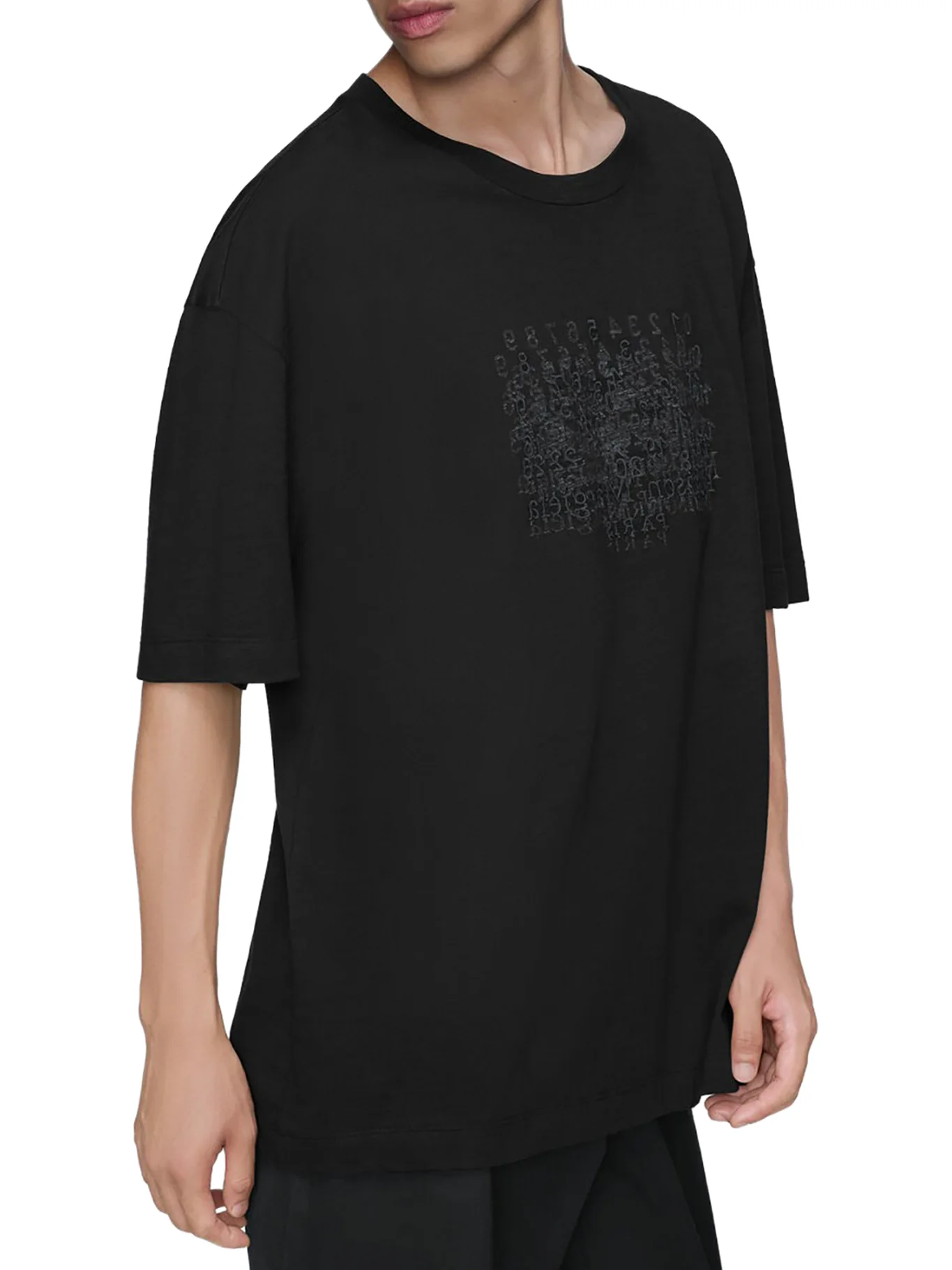 COTTON T-SHIRT WITH TONE-ON-TONE LETTERING PRINT - Image 4