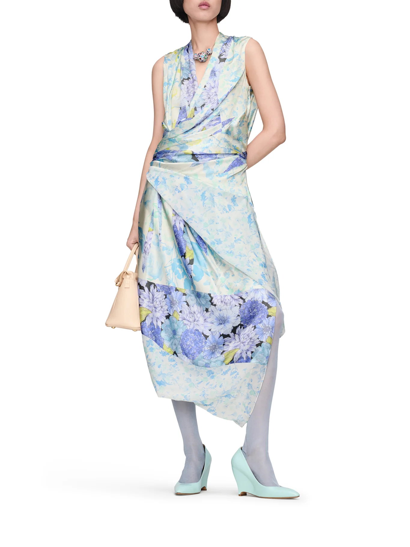 FLORAL SILK WRAP DRESS - Image 2