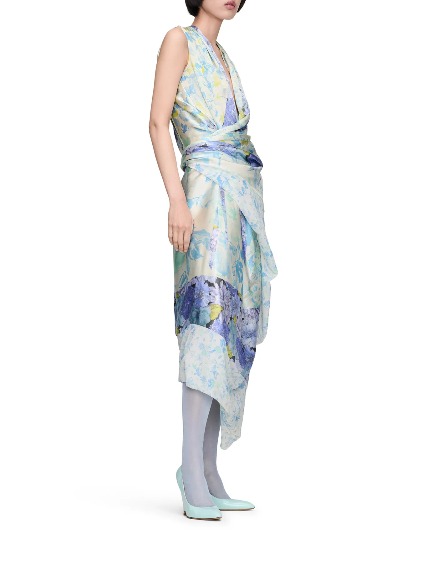 FLORAL SILK WRAP DRESS - Image 4